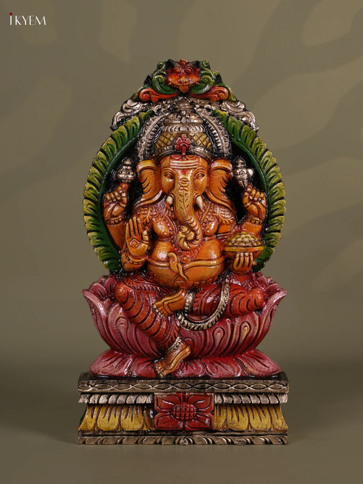 Wooden Hand Carved Painting - Ganesha Panel - KEB0637