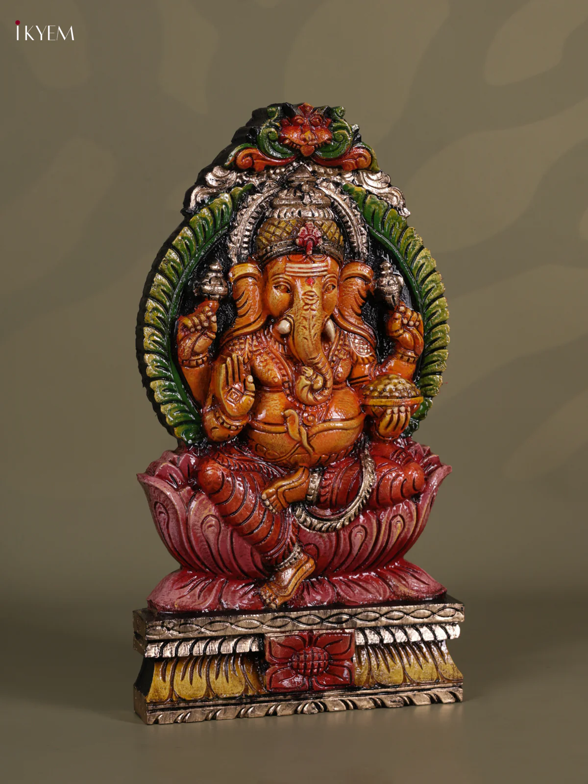 Wooden Hand Carved Painting - Ganesha Panel - KEB0637 - Image 2