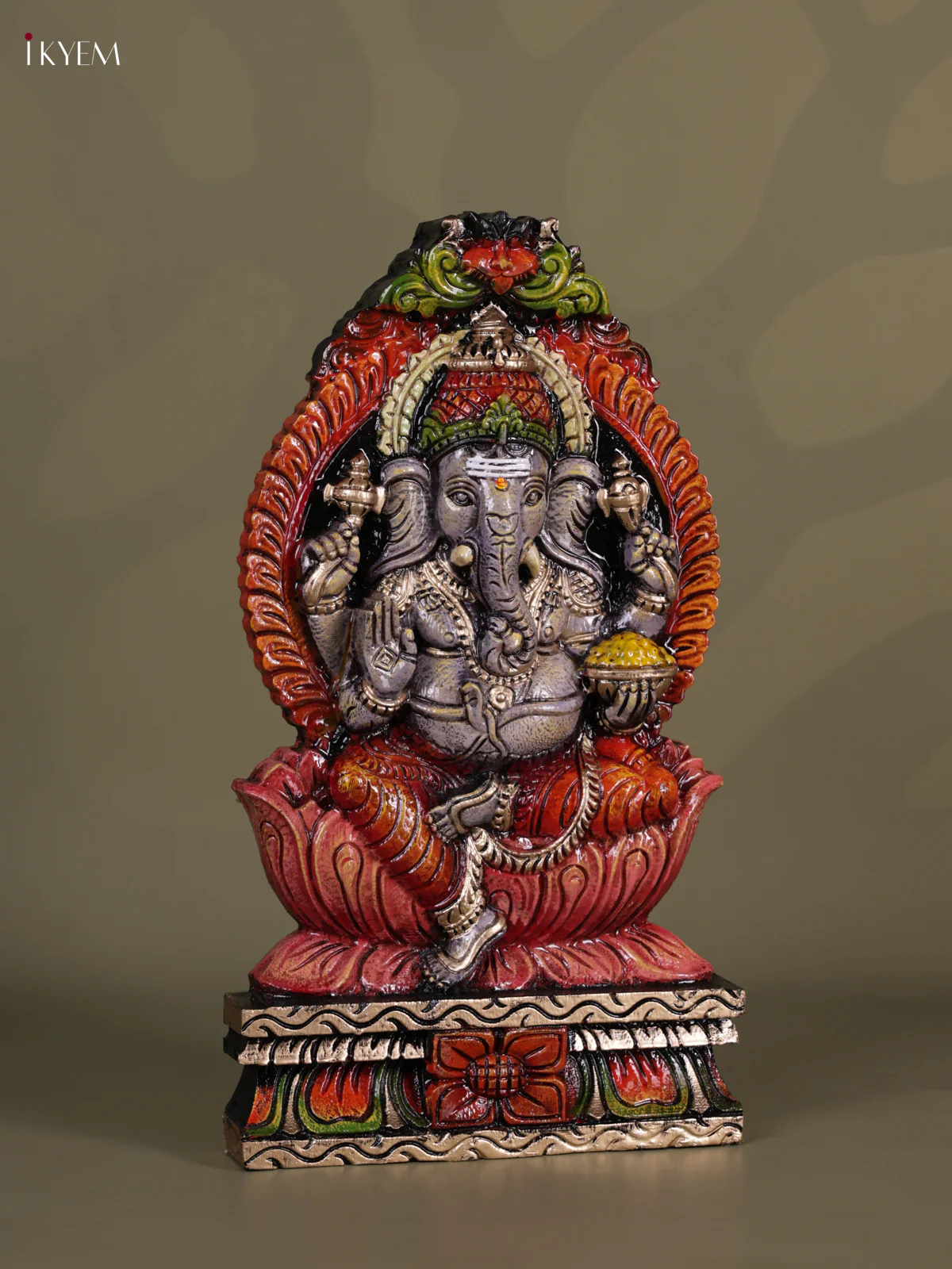 Wooden Hand Carved Painting - Ganesha Panel - KEB0638 - Image 3