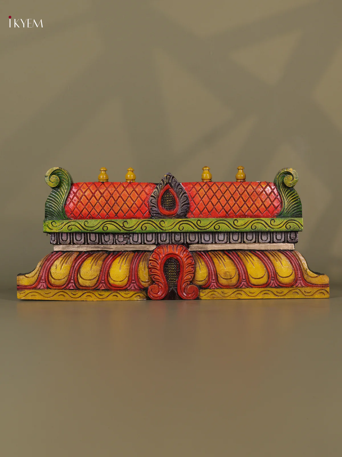 Wooden Hand Carved Painted - Gopuram Panel - (10x24) - KEB0703