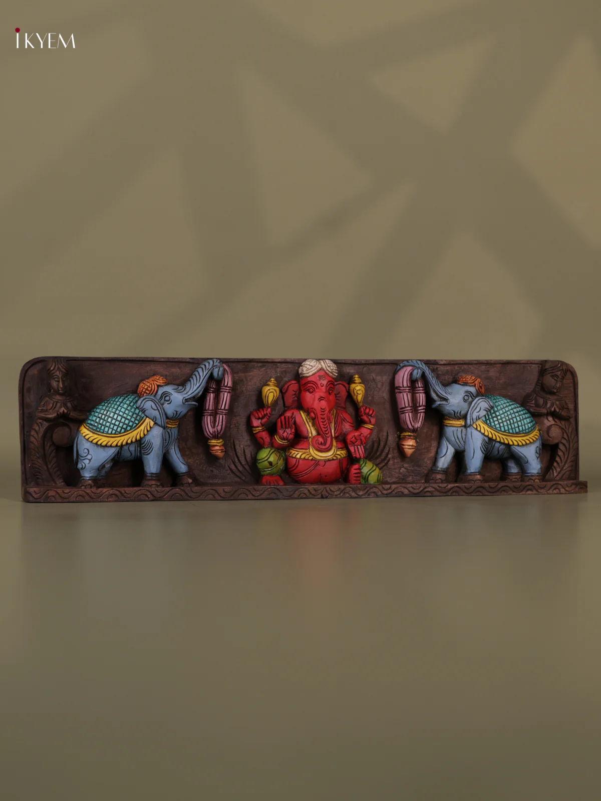 Wooden Hand Carved painted - Ganesha panel - (6x26) - KEB0716 - Image 2