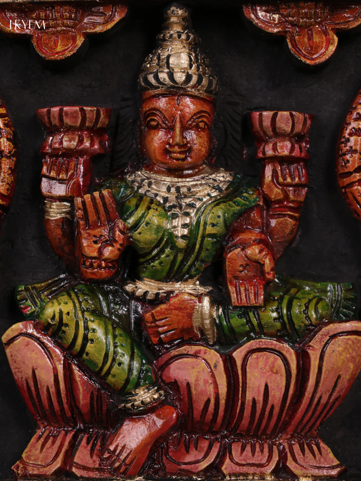 Wooden Hand Carved Painting - Gaja Lakshmi Panel - (10x24) - KEB0721 - Image 3