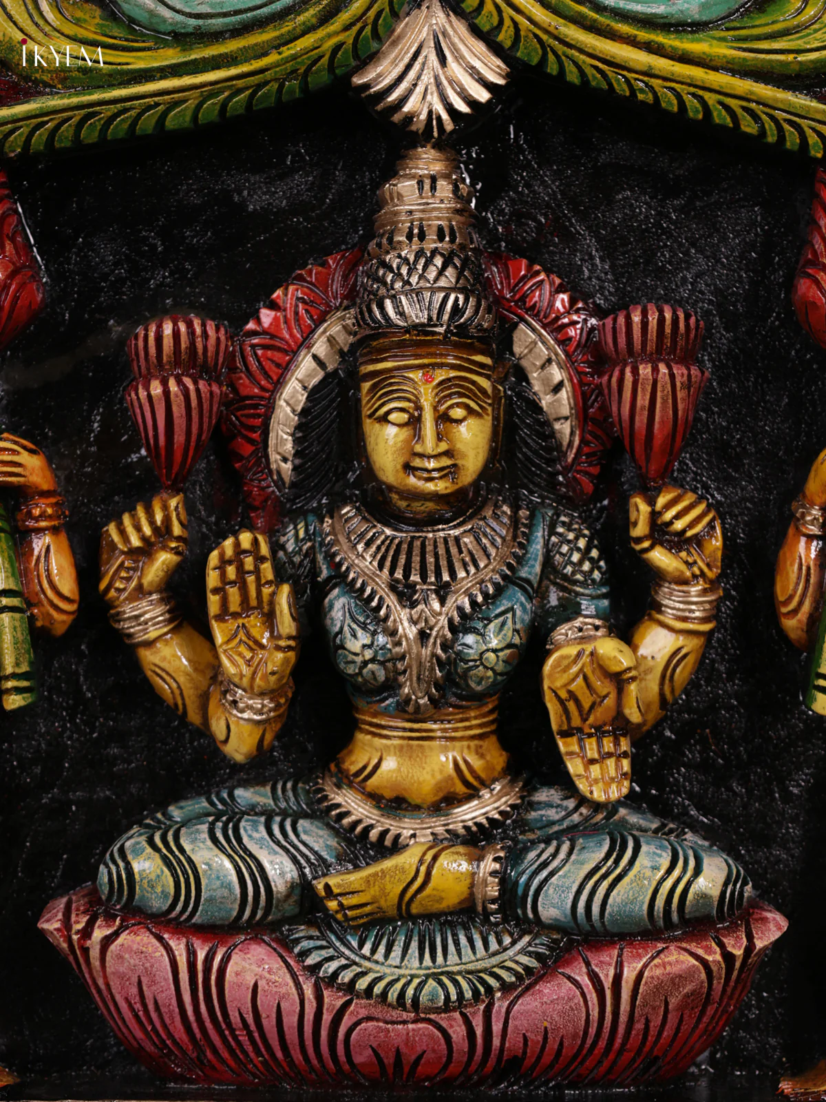 Wooden Hand Carved Painted - Lakshmi Panel - (15x18) - KEB0726 - Image 3