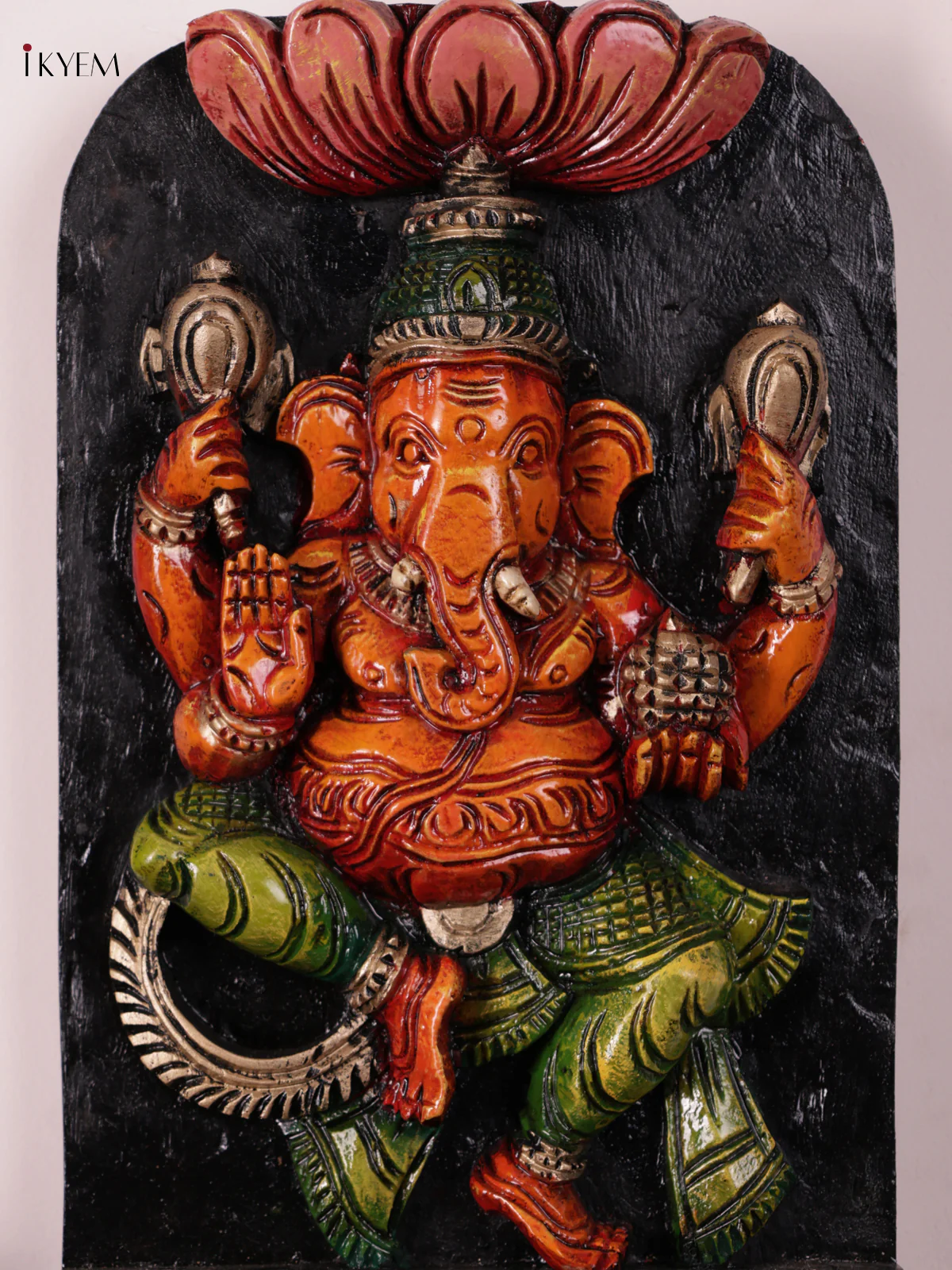 Wooden Hand Carved Painted - Ganesha Wall panel - Set OF - 2 - (36x8) - KEB0733 - Image 3
