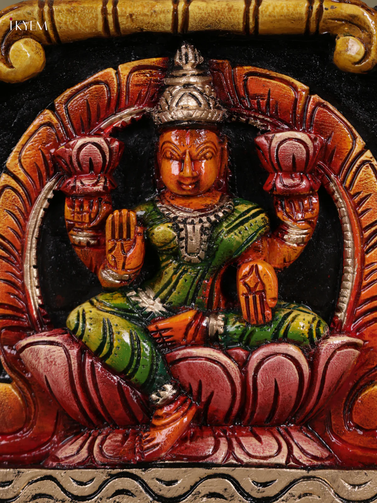 Wooden Hand Carved Painted - Gaja Lakshmi Panel - (8x24) - KEB0742 - Image 3