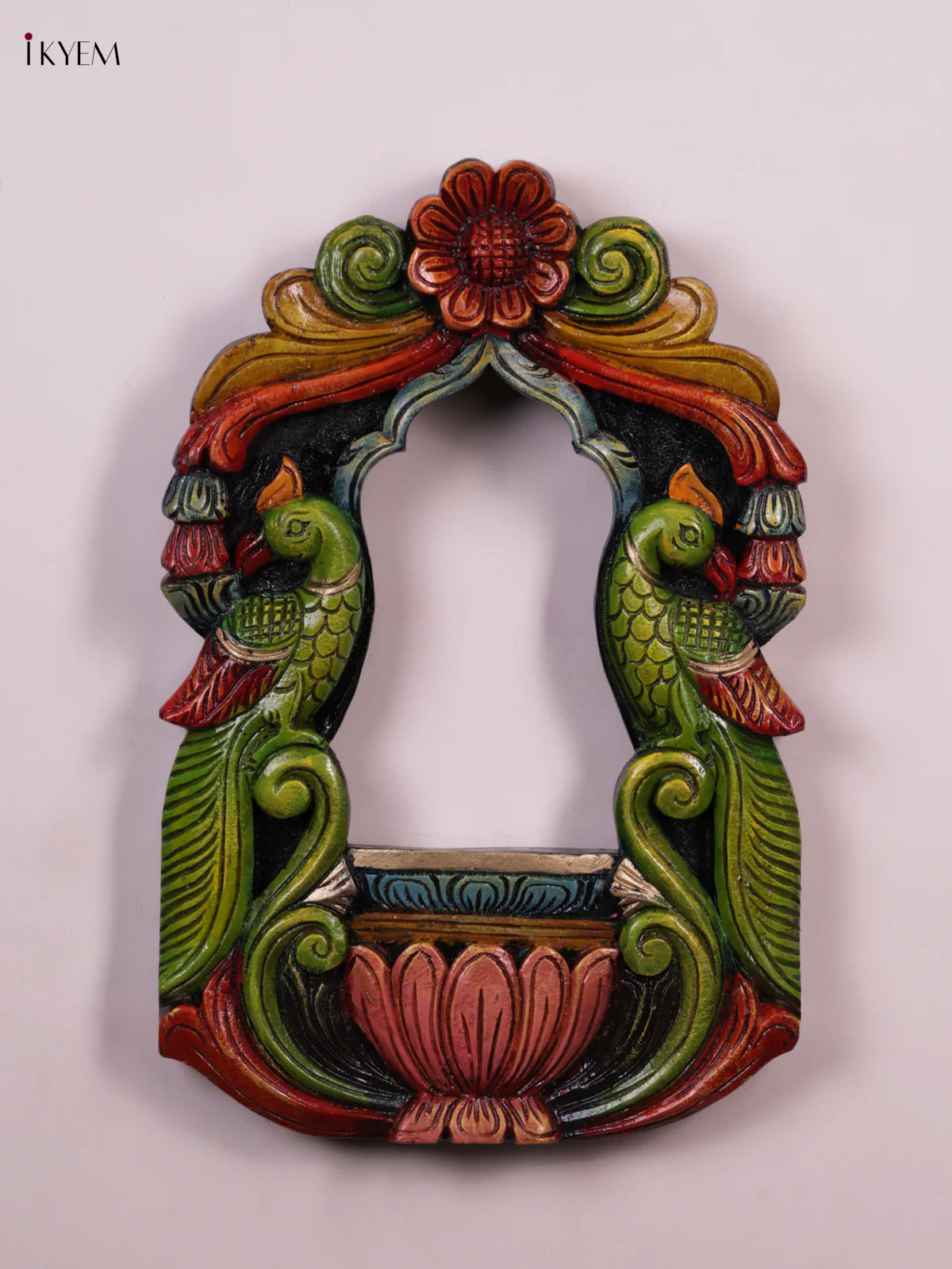 Wooden Hand Carved Painted - Parrot Mirror/Wall Frame - KEB0905