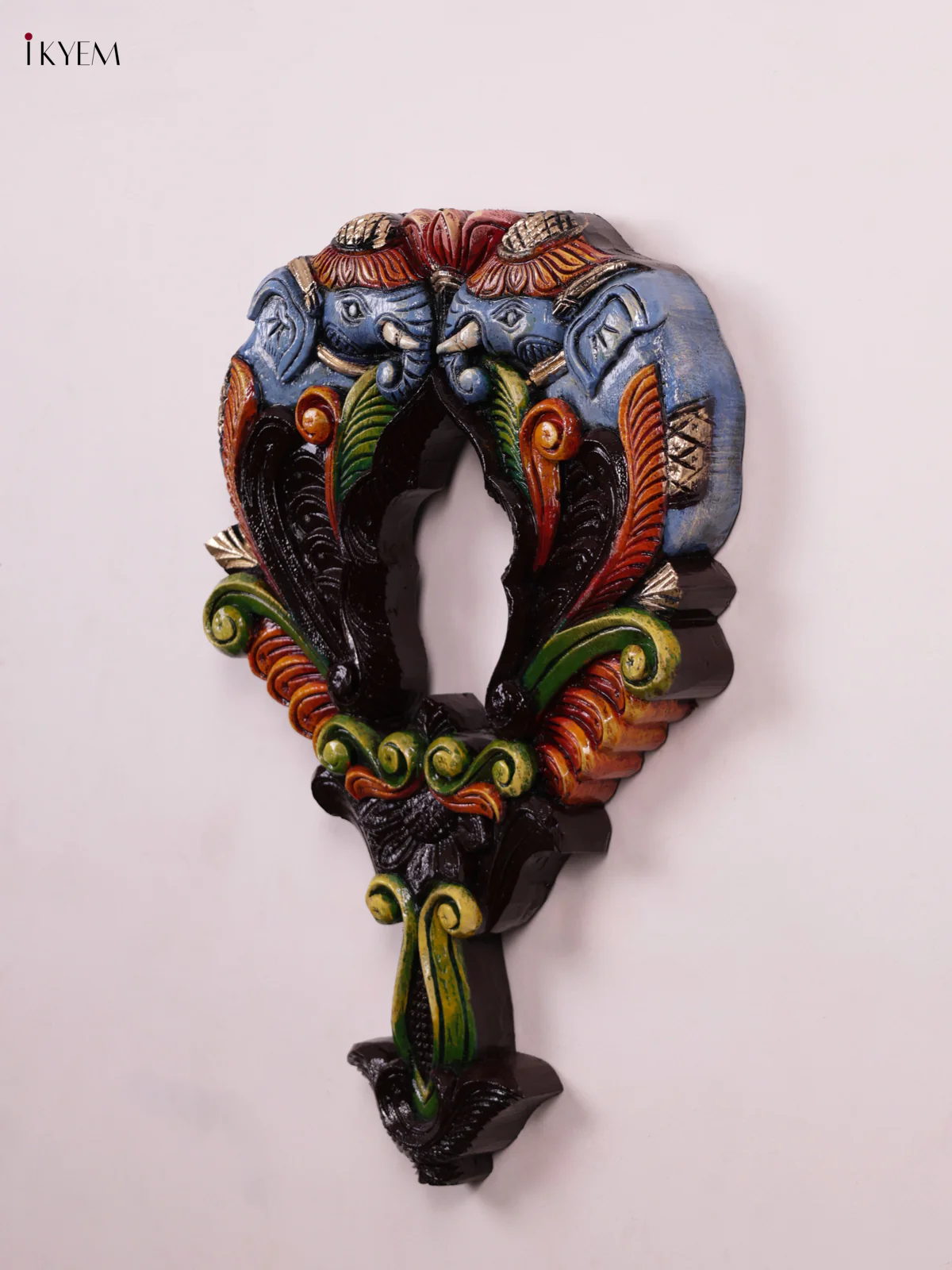 Wooden Hand Carved Painted - Elephant Mirror/Wall Frame - KEB0910 - Image 2
