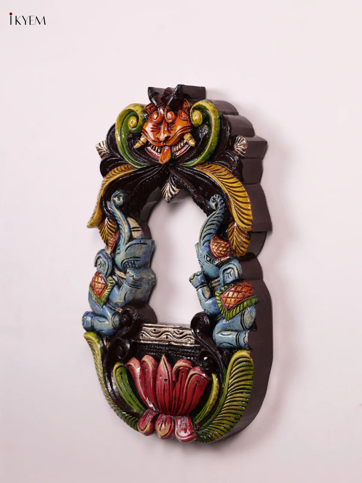Wooden Hand Carved Painted - Elephant Mirror/Wall Frame - KEB0915 - Image 2