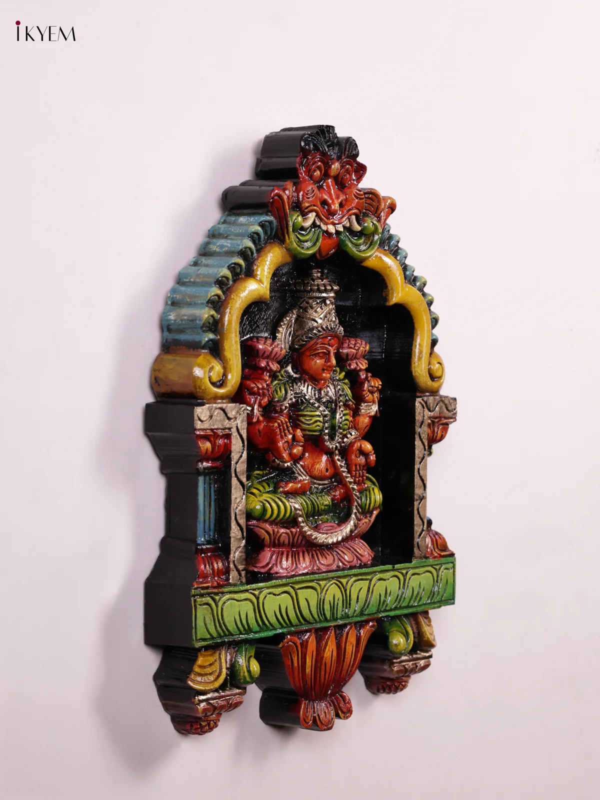 Wooden Hand Carved Painted - Lakshmi & Gopuram Panel - KEB0928 - Image 2