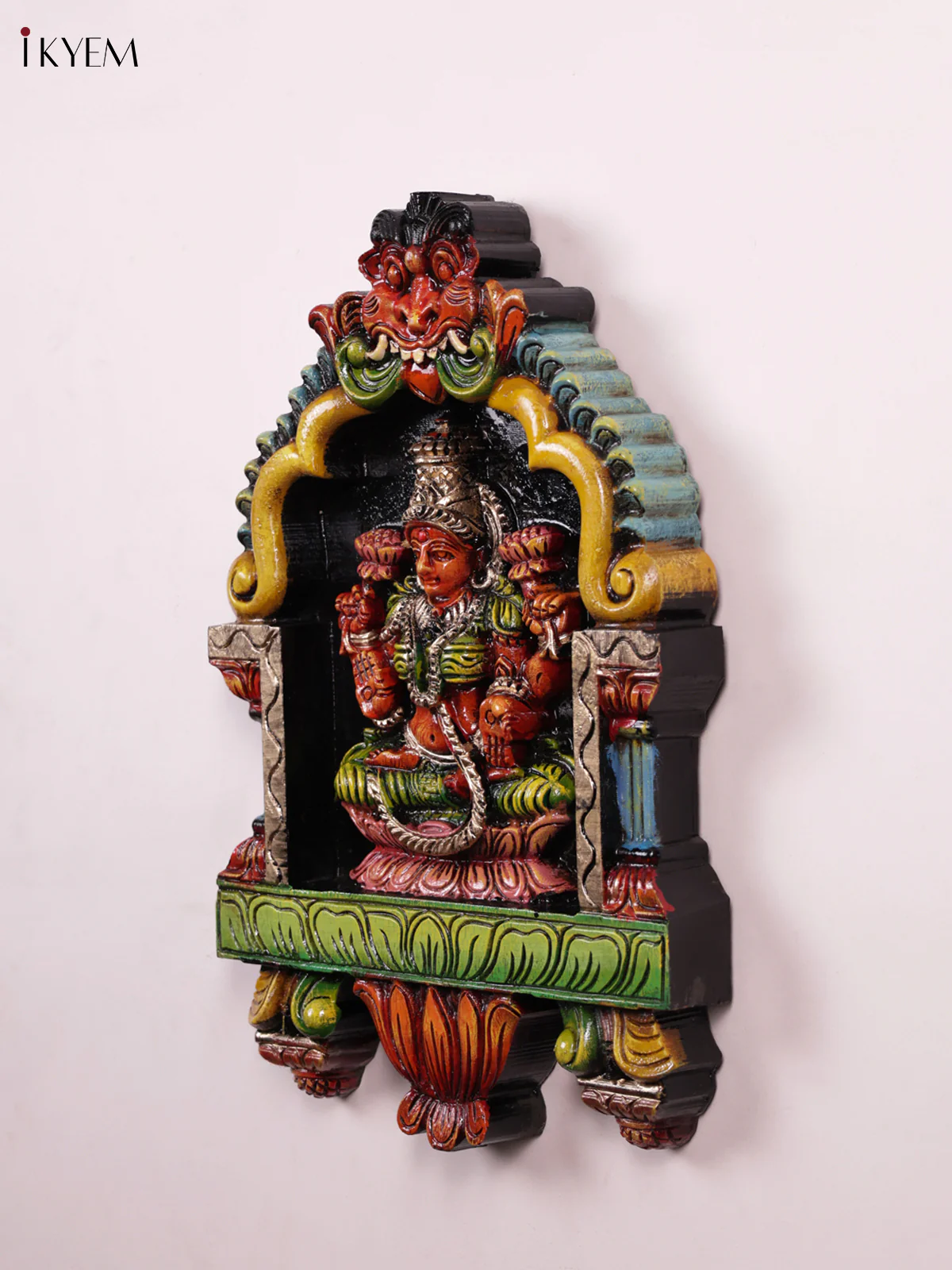 Wooden Hand Carved Painted - Lakshmi & Gopuram Panel - KEB0928 - Image 3