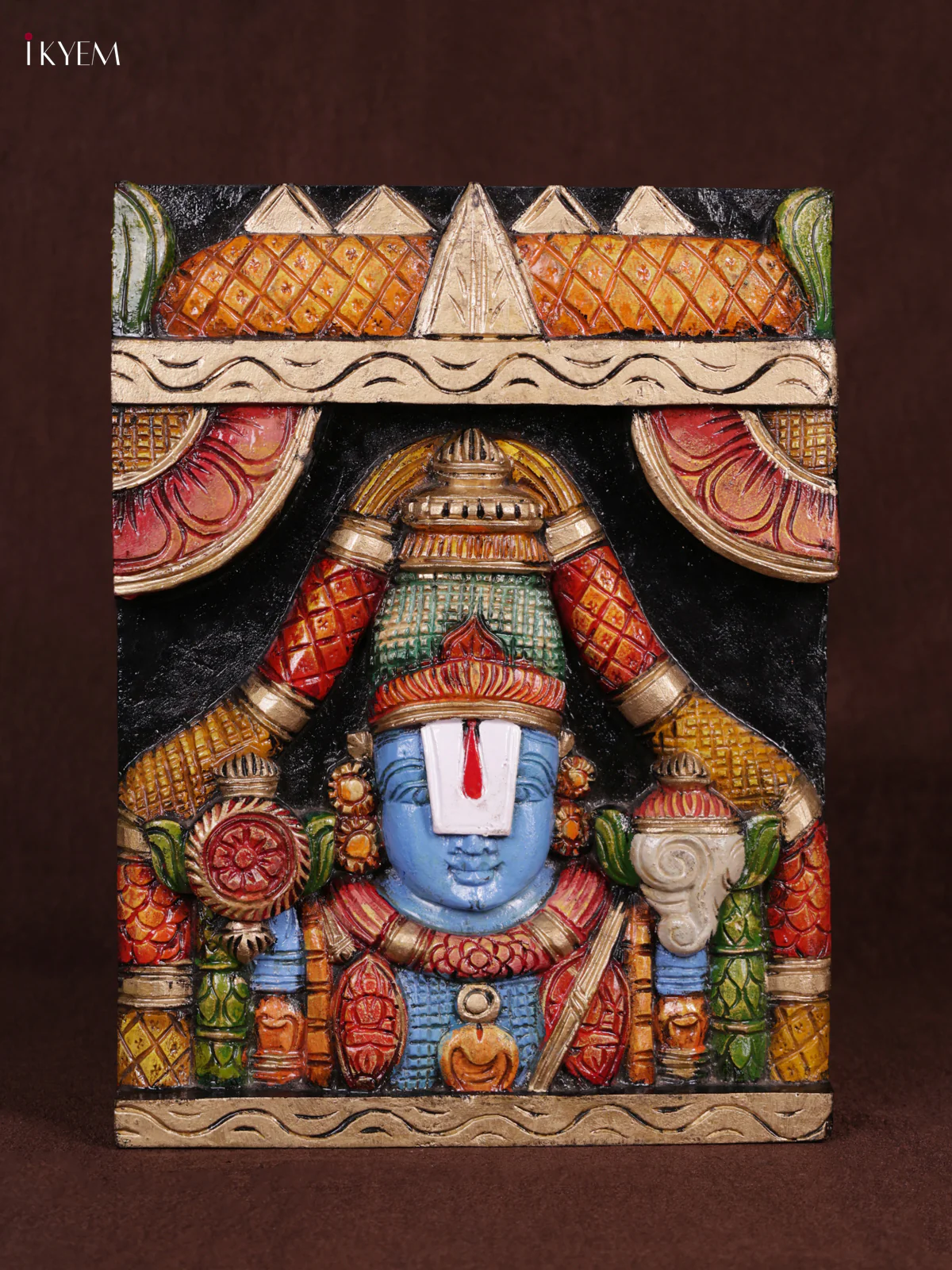 Wooden Hand Carved Painted - Balaji Panel - KEB0930