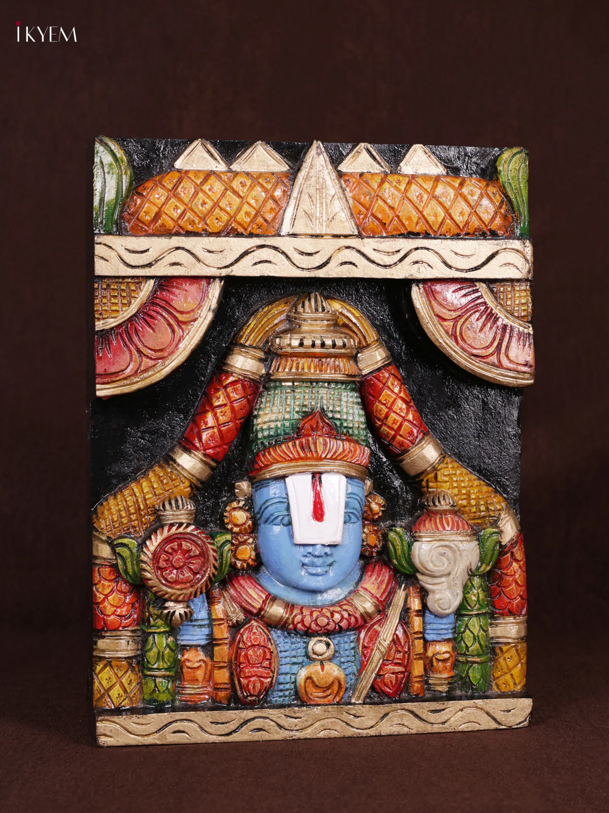 Wooden Hand Carved Painted - Balaji Panel - KEB0930 - Image 3