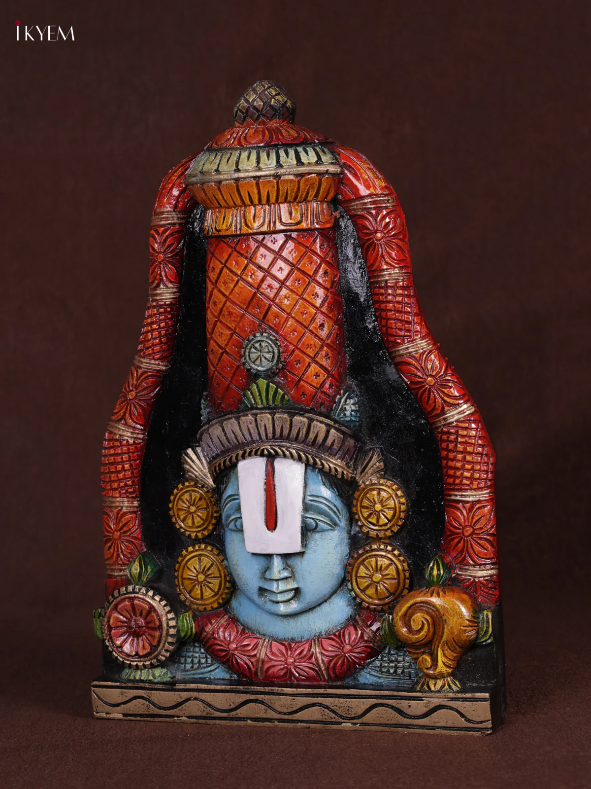 Wooden Hand Carved Painted - Balaji Head Wall panel - KEB0933 - Image 2