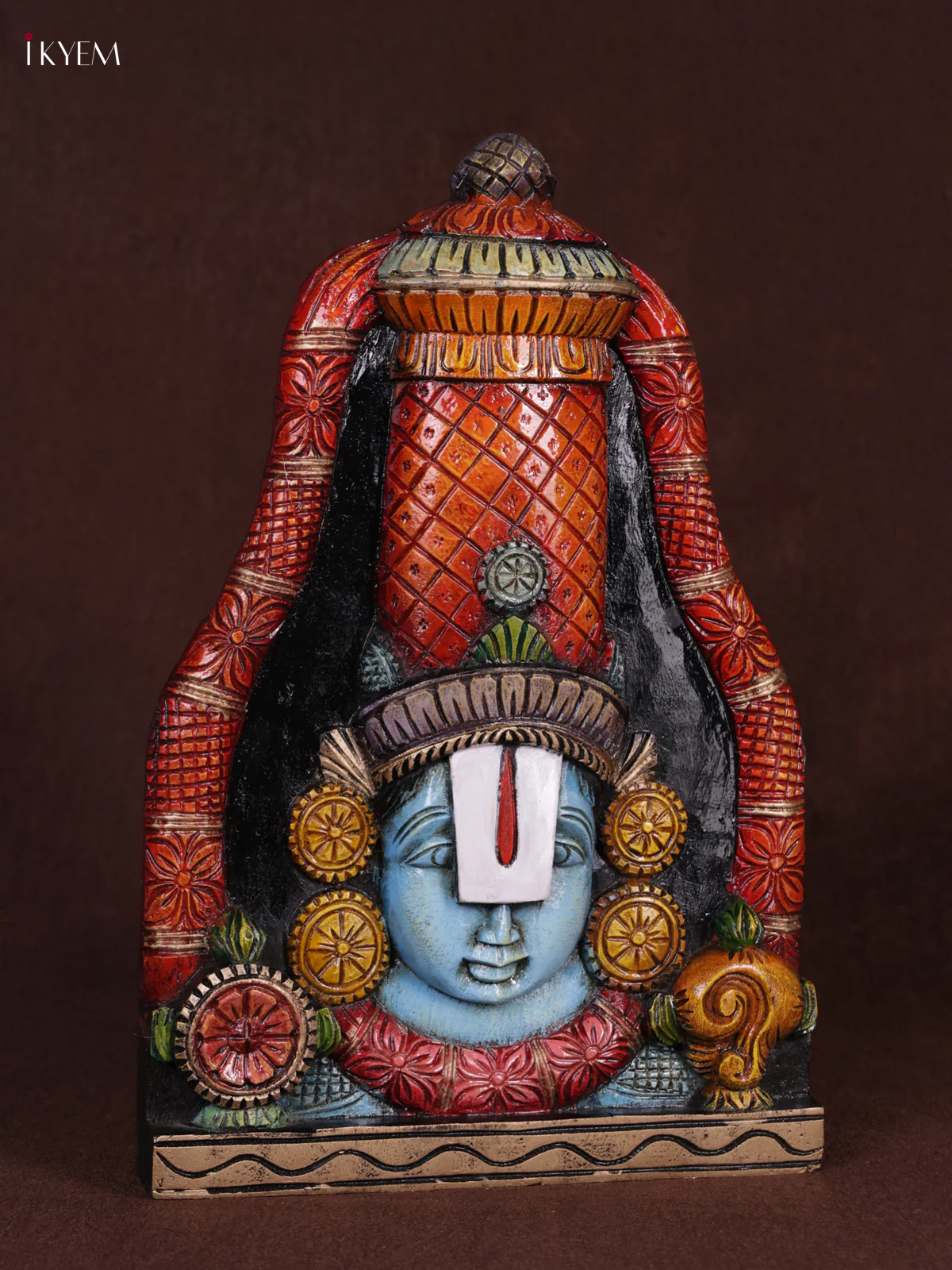 Wooden Hand Carved Painted - Balaji Head Wall panel - KEB0933 - Image 3