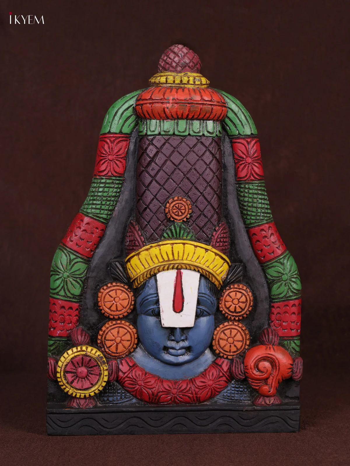 Wooden Hand Carved Painted - Balaji Head Wall panel - KEB0934