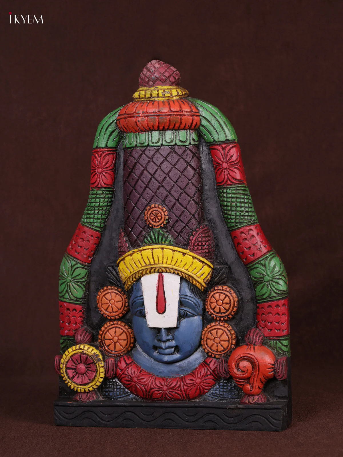 Wooden Hand Carved Painted - Balaji Head Wall panel - KEB0934 - Image 2