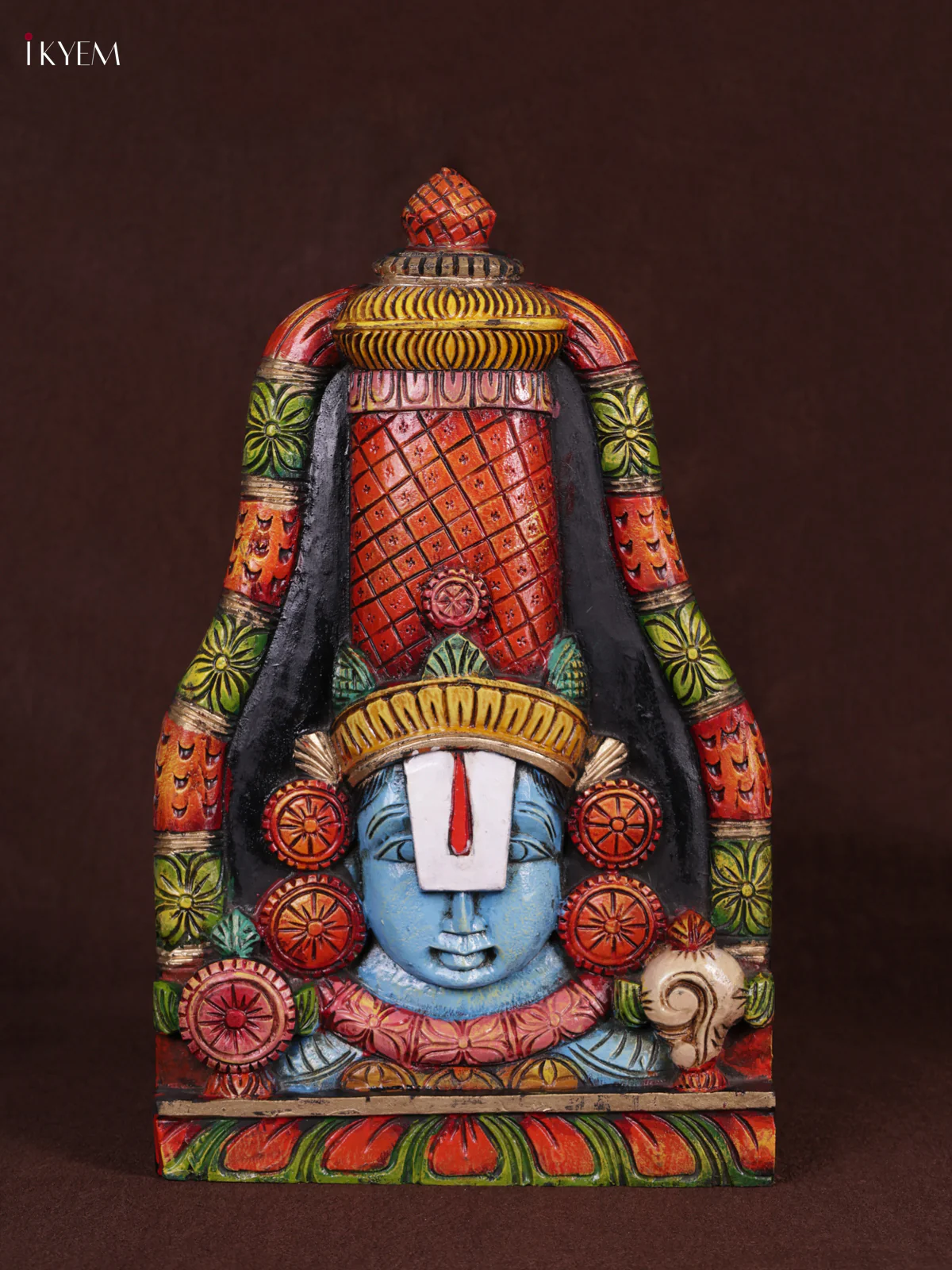 Wooden Hand Carved Painted - Balaji Head Wall panel  - KEB0935
