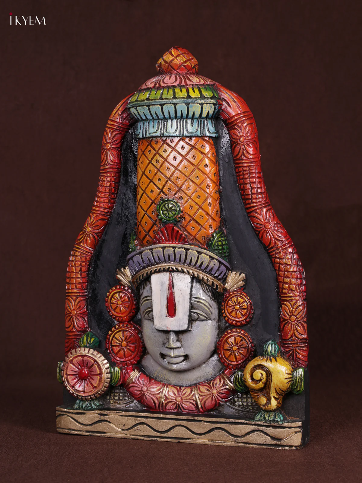 Wooden Hand Carved Painted - Balaji Head Wall panel - KEB0936 - Image 2
