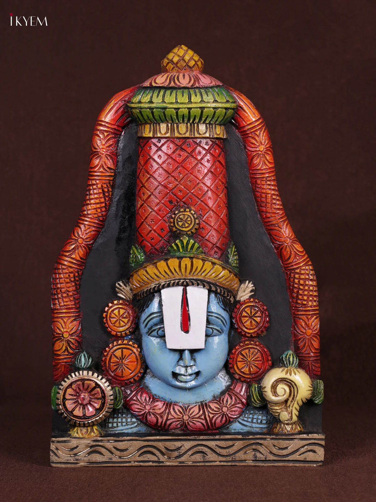 Wooden Hand Carved Painted - Balaji Head Wall panel - KEB0937