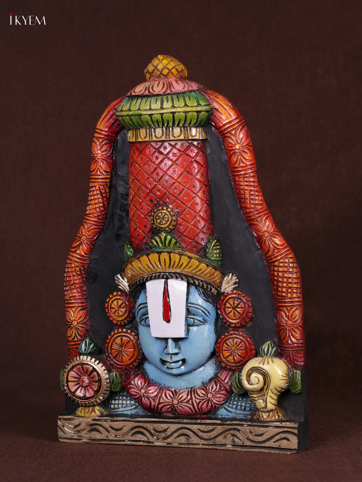 Wooden Hand Carved Painted - Balaji Head Wall panel - KEB0937 - Image 2