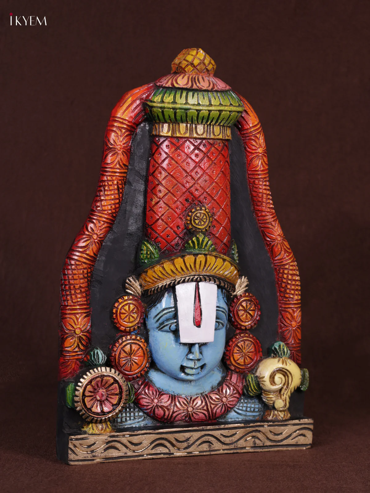 Wooden Hand Carved Painted - Balaji Head Wall panel - KEB0937 - Image 3