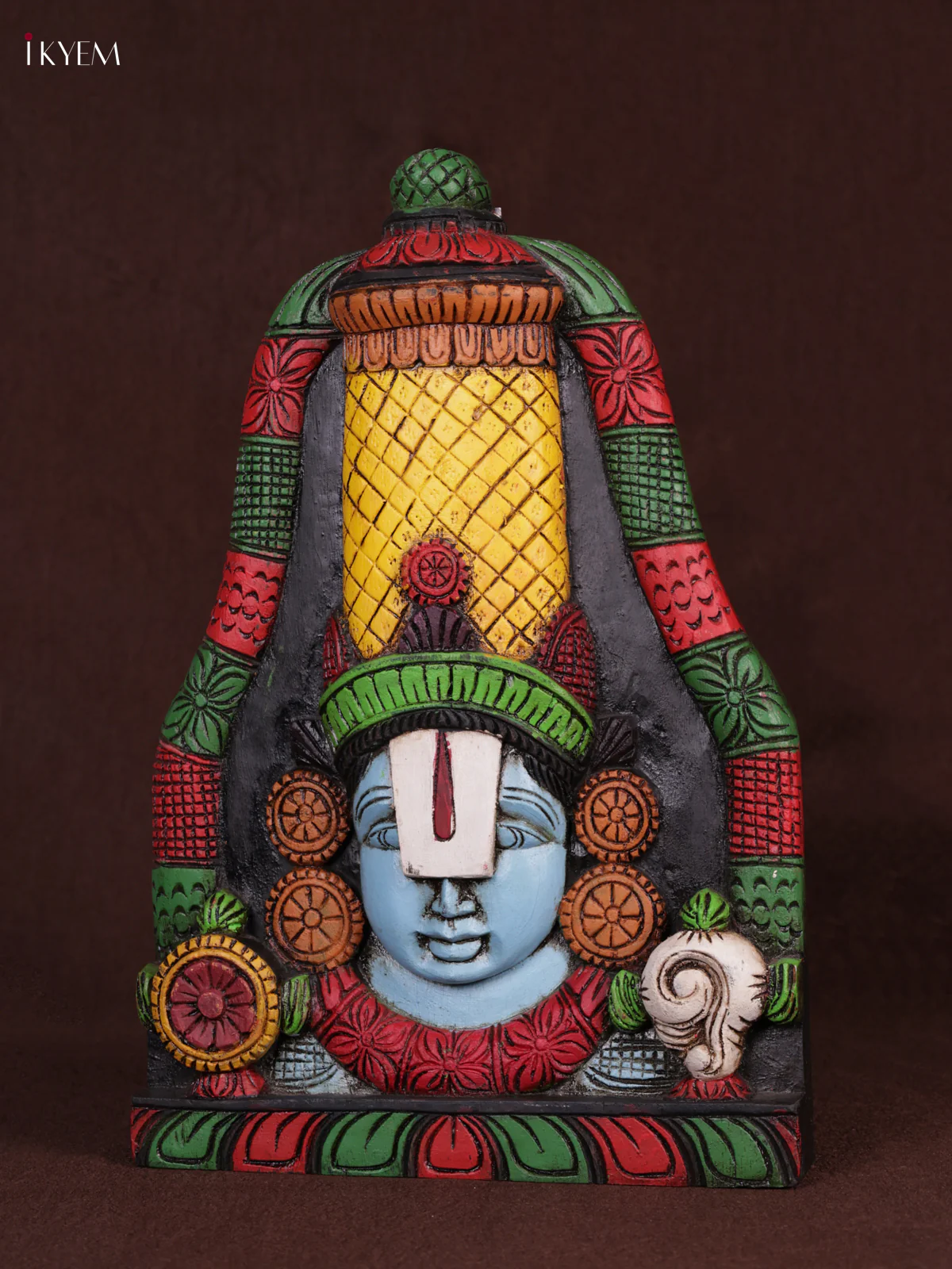 Wooden Hand Carved Painted - Balaji Head Wall panel - KEB0938 - Image 2