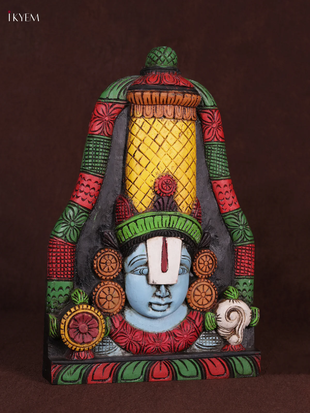 Wooden Hand Carved Painted - Balaji Head Wall panel - KEB0938 - Image 3