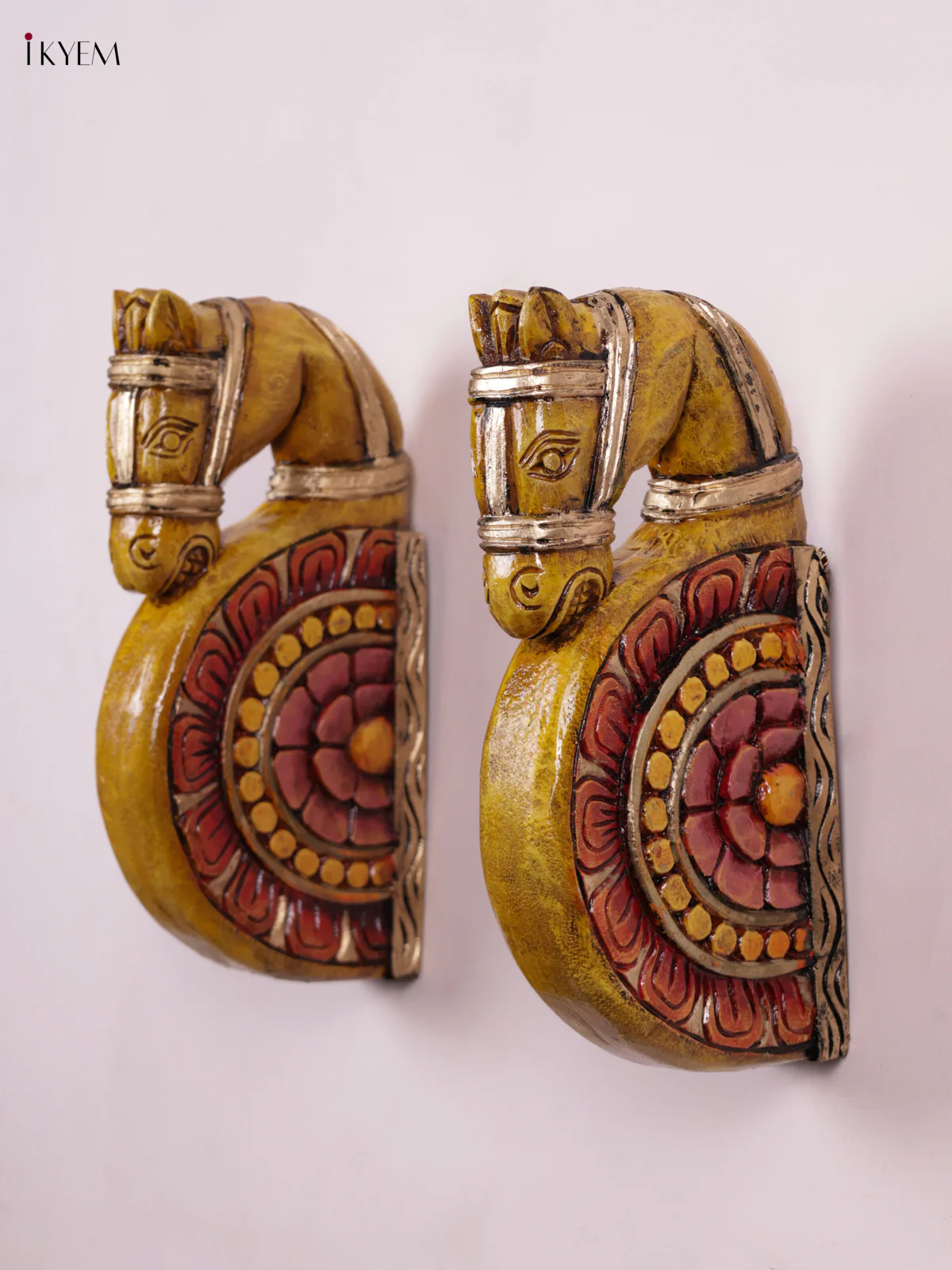 Wooden Hand Carved Painted - Horse Wall Bracket - Set OF - 2
