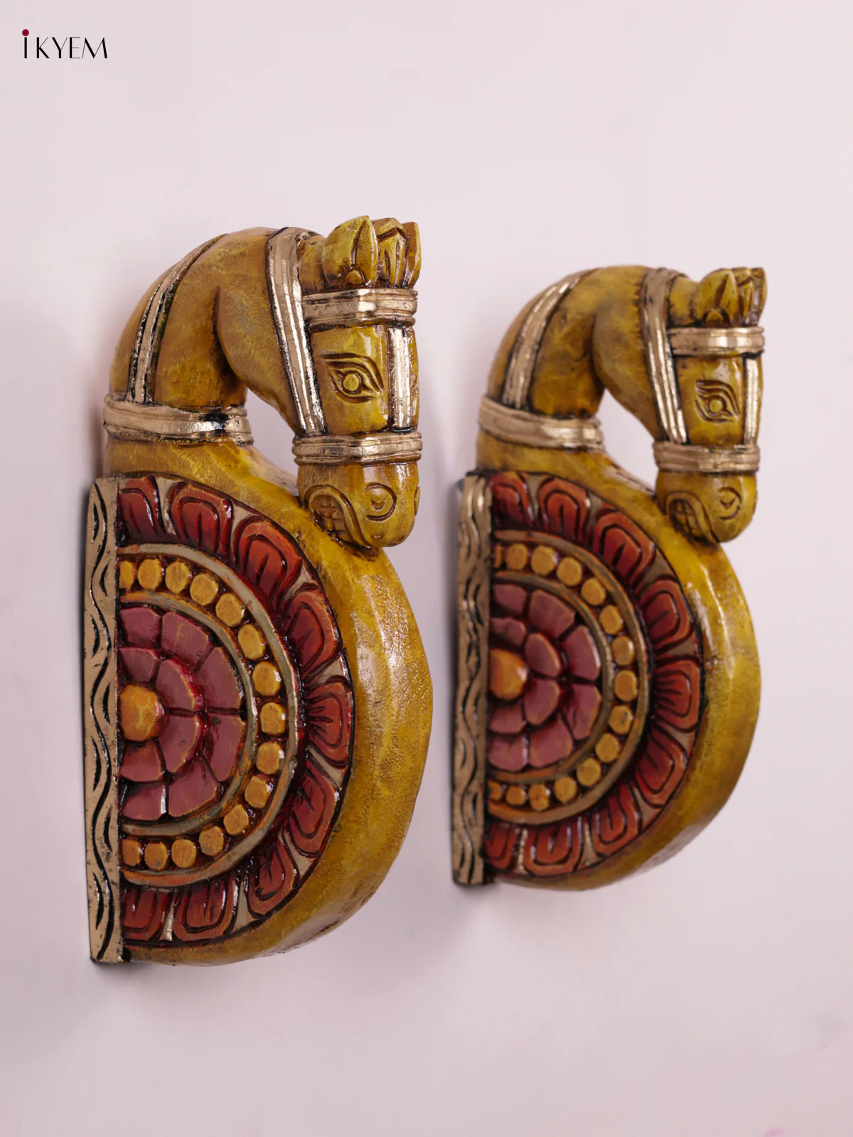 Wooden Hand Carved Painted - Horse Wall Bracket - Set OF - 2 - Image 3