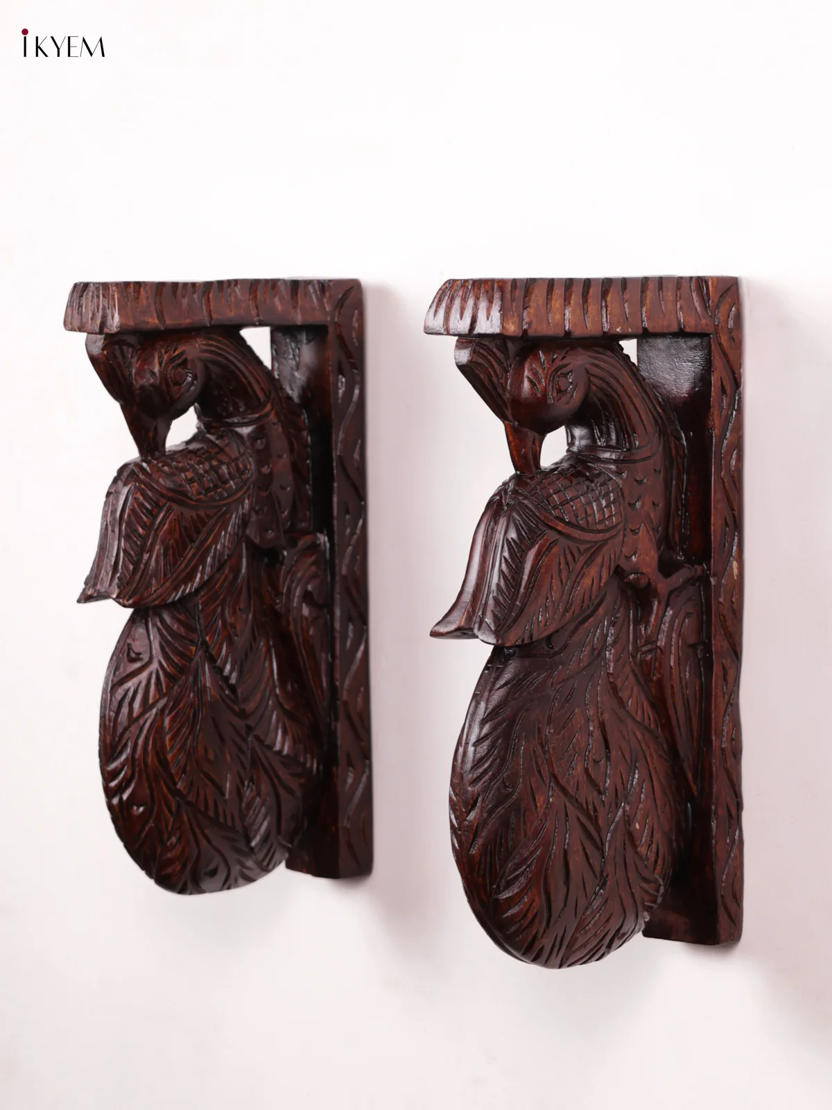 Wooden Peacock Wall Bracket - Set OF - 2 - KEB0954