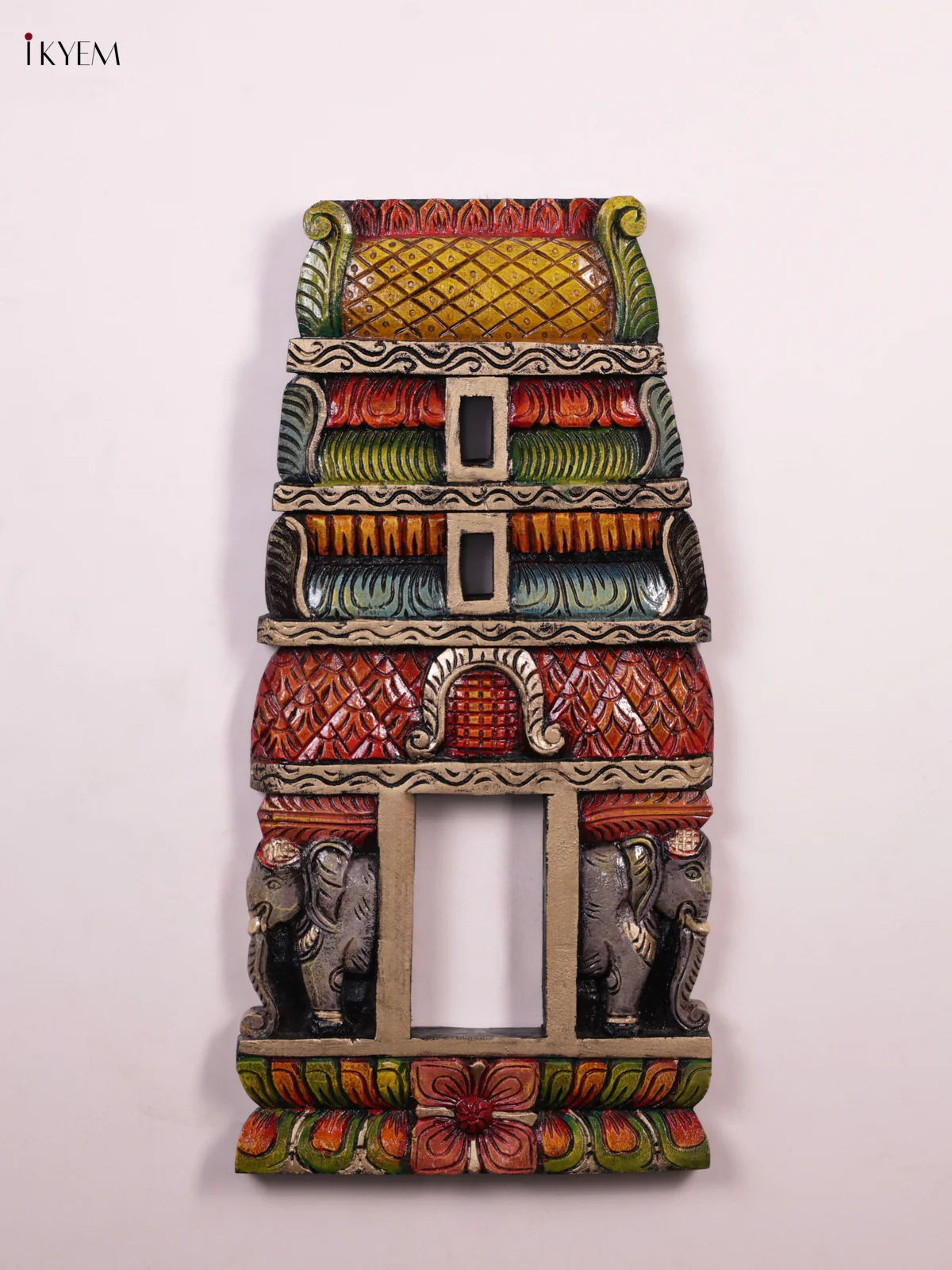 Wooden Hand Carved Painted - Gopuram Panel - (24x12) - KEB0963