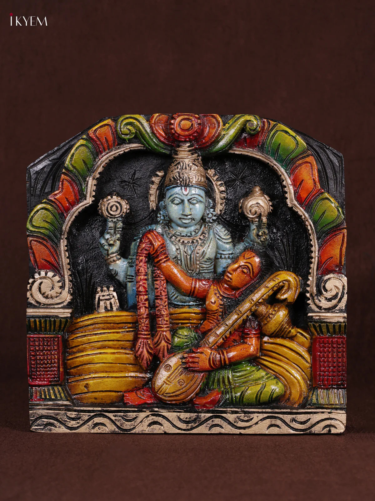 Wooden Hand Carved Painted - Balaji Panel - (12x12) - KEB0965