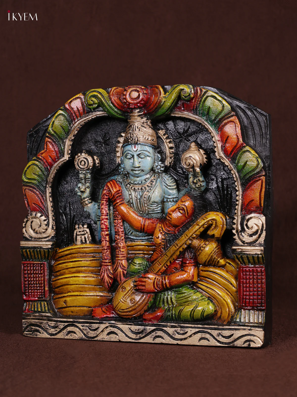 Wooden Hand Carved Painted - Balaji Panel - (12x12) - KEB0965 - Image 2