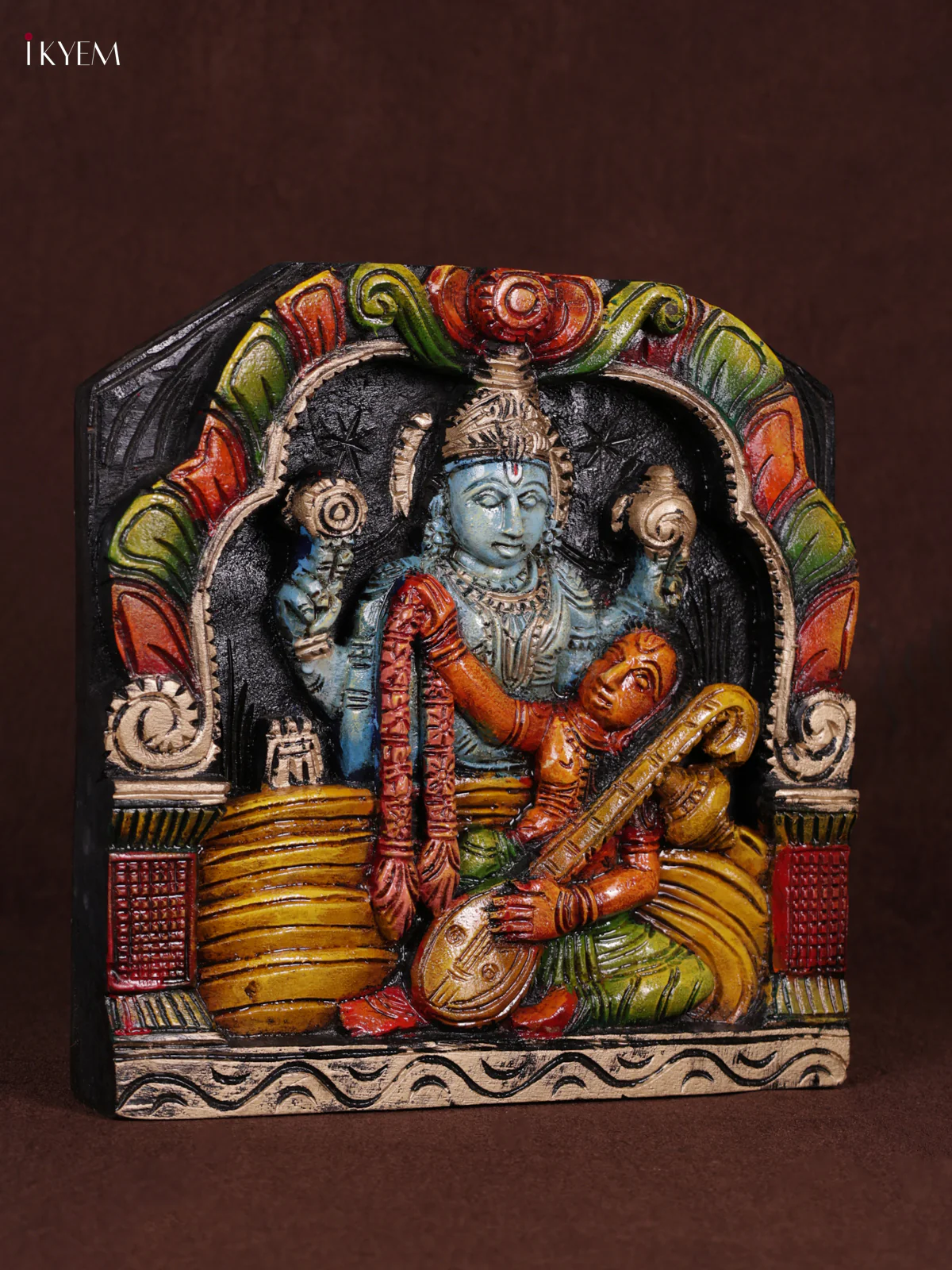 Wooden Hand Carved Painted - Balaji Panel - (12x12) - KEB0965 - Image 3