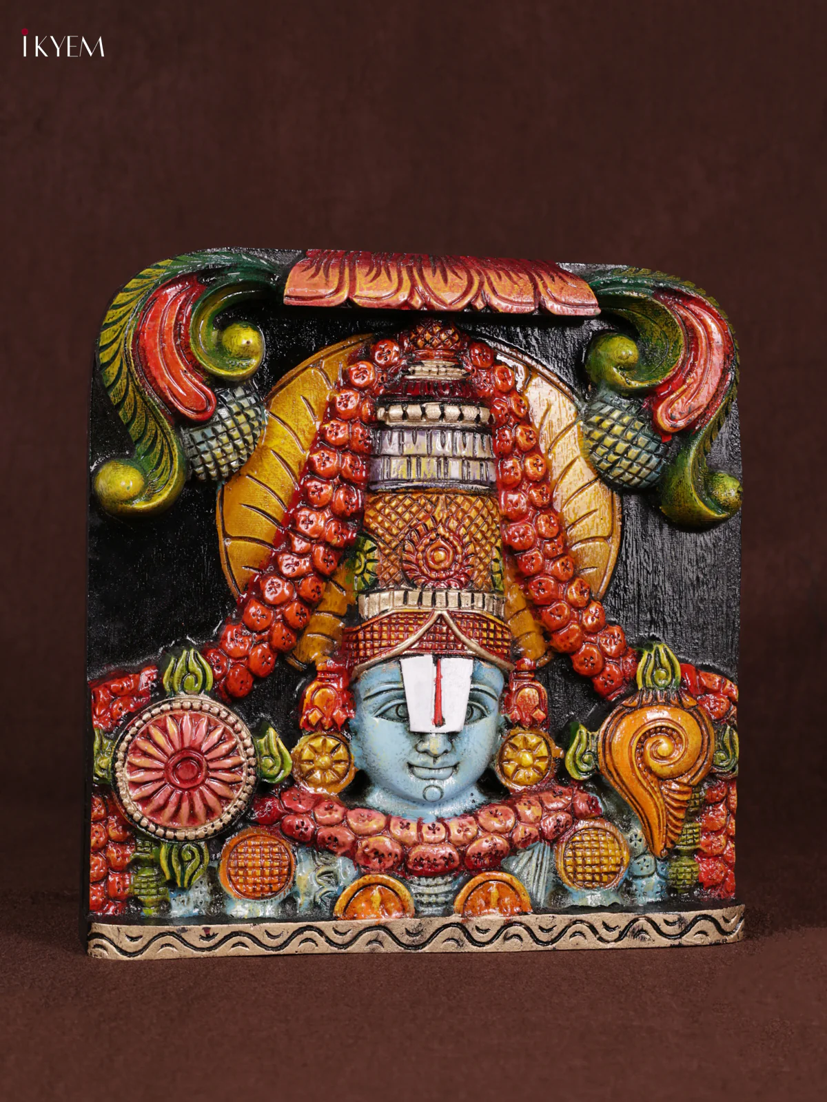 Wooden Hand Carved Painted - Balaji Panel - (12x12) - KEB0967 - Image 2
