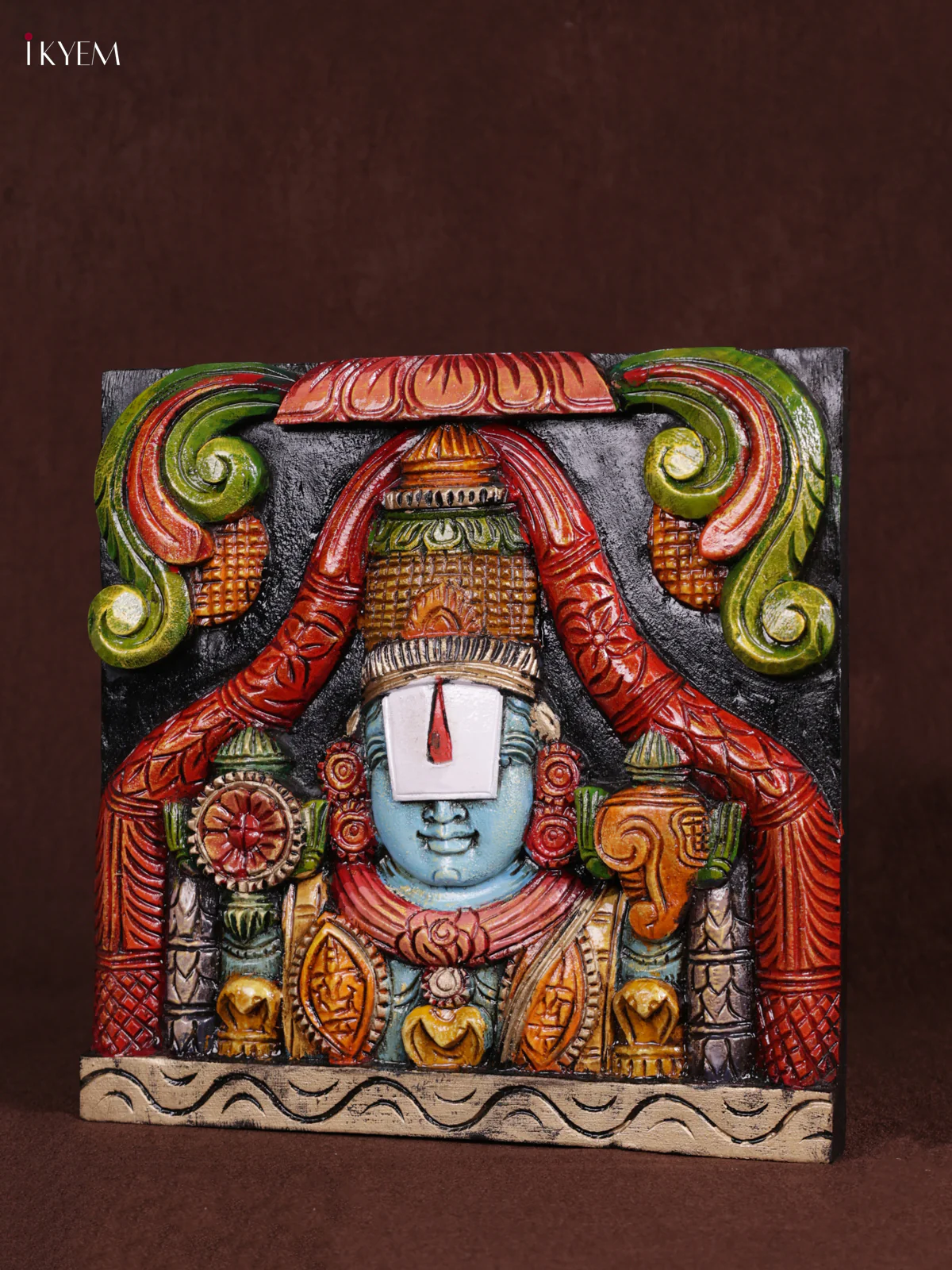 Wooden Hand Carved Painted - Balaji Panel - (12x12) - KEB0971 - Image 2