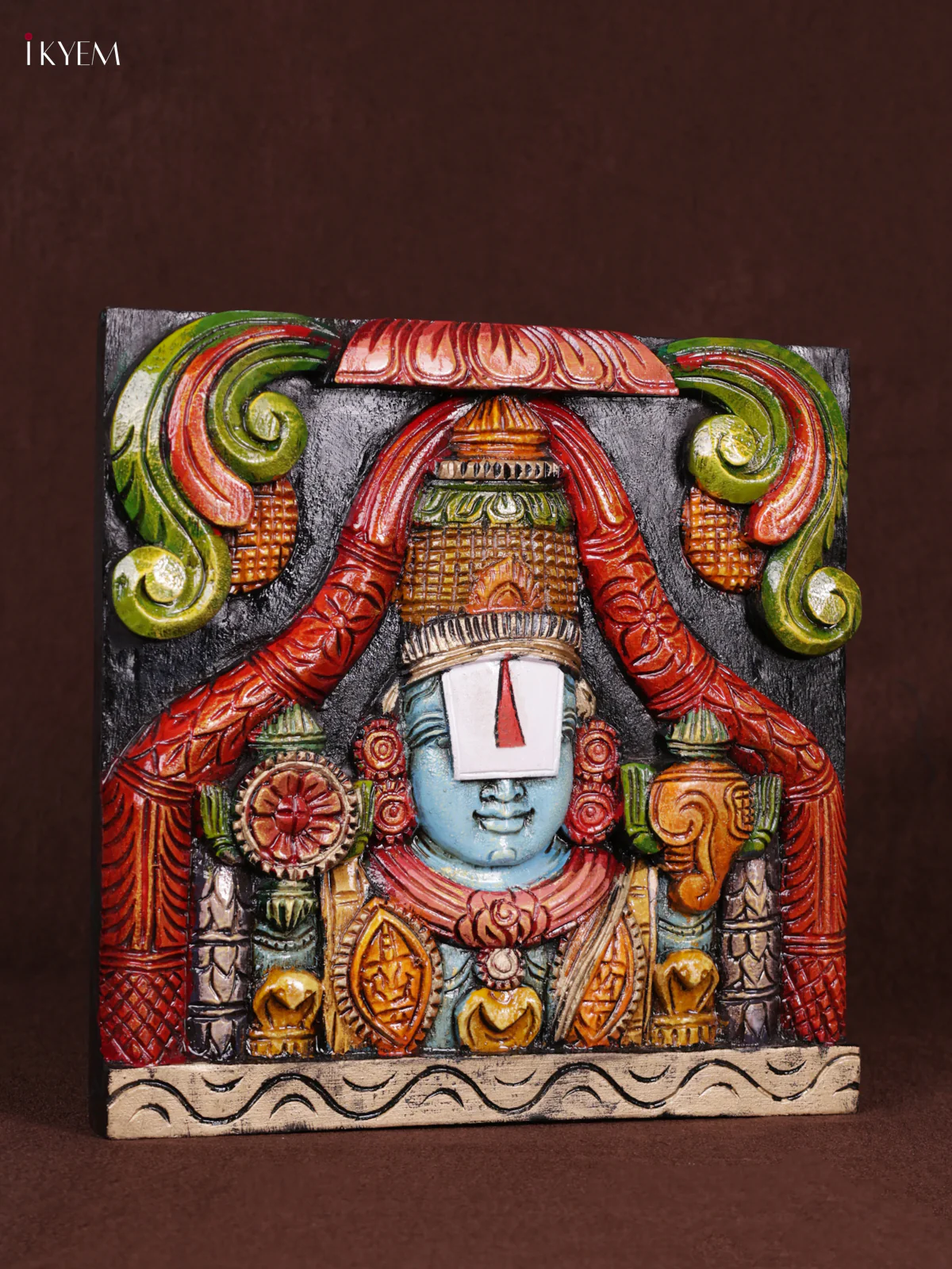 Wooden Hand Carved Painted - Balaji Panel - (12x12) - KEB0971 - Image 3