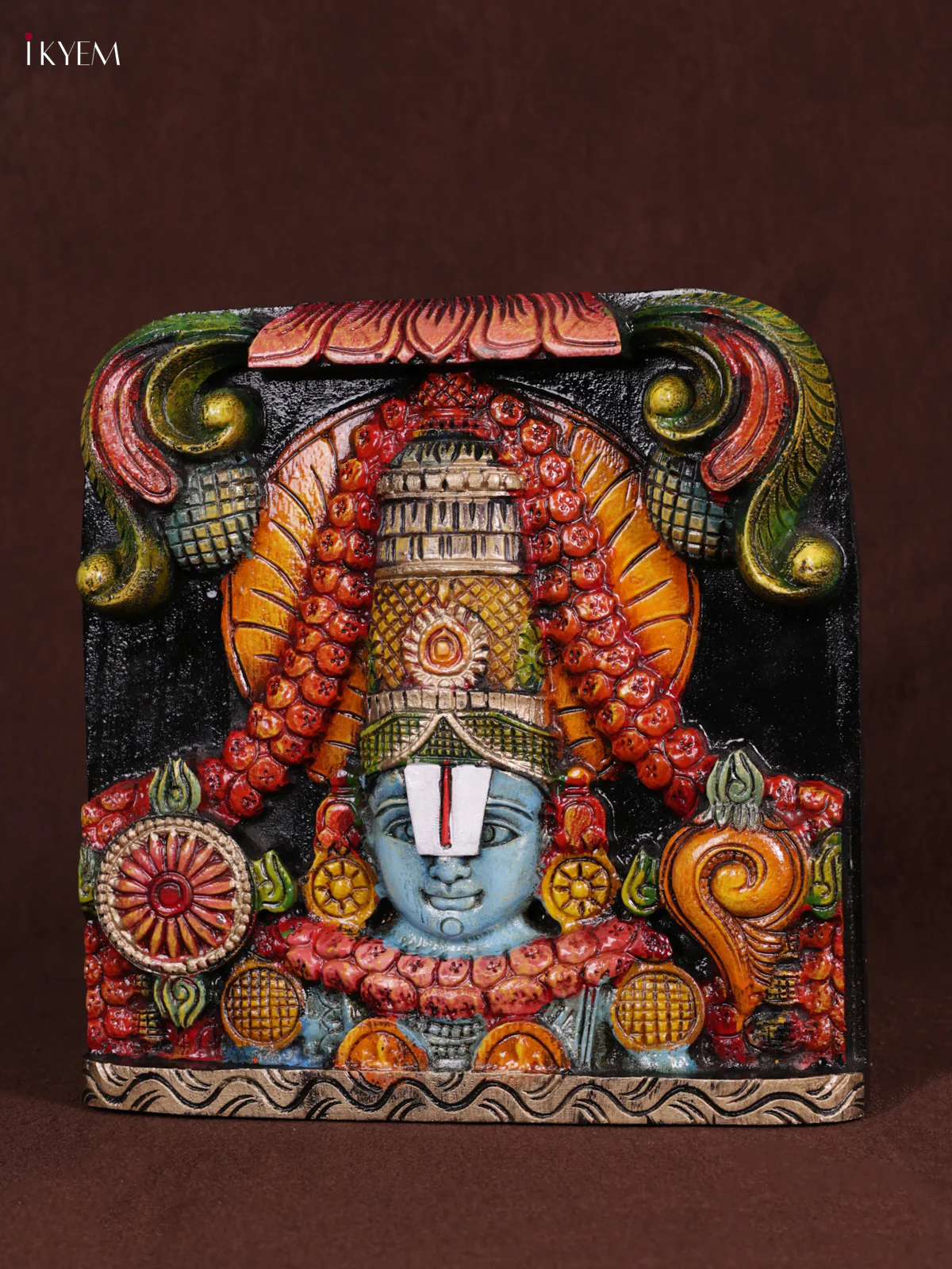 Wooden Hand Carved Painted - Balaji Panel - (12x12) - KEB0972 - Image 2