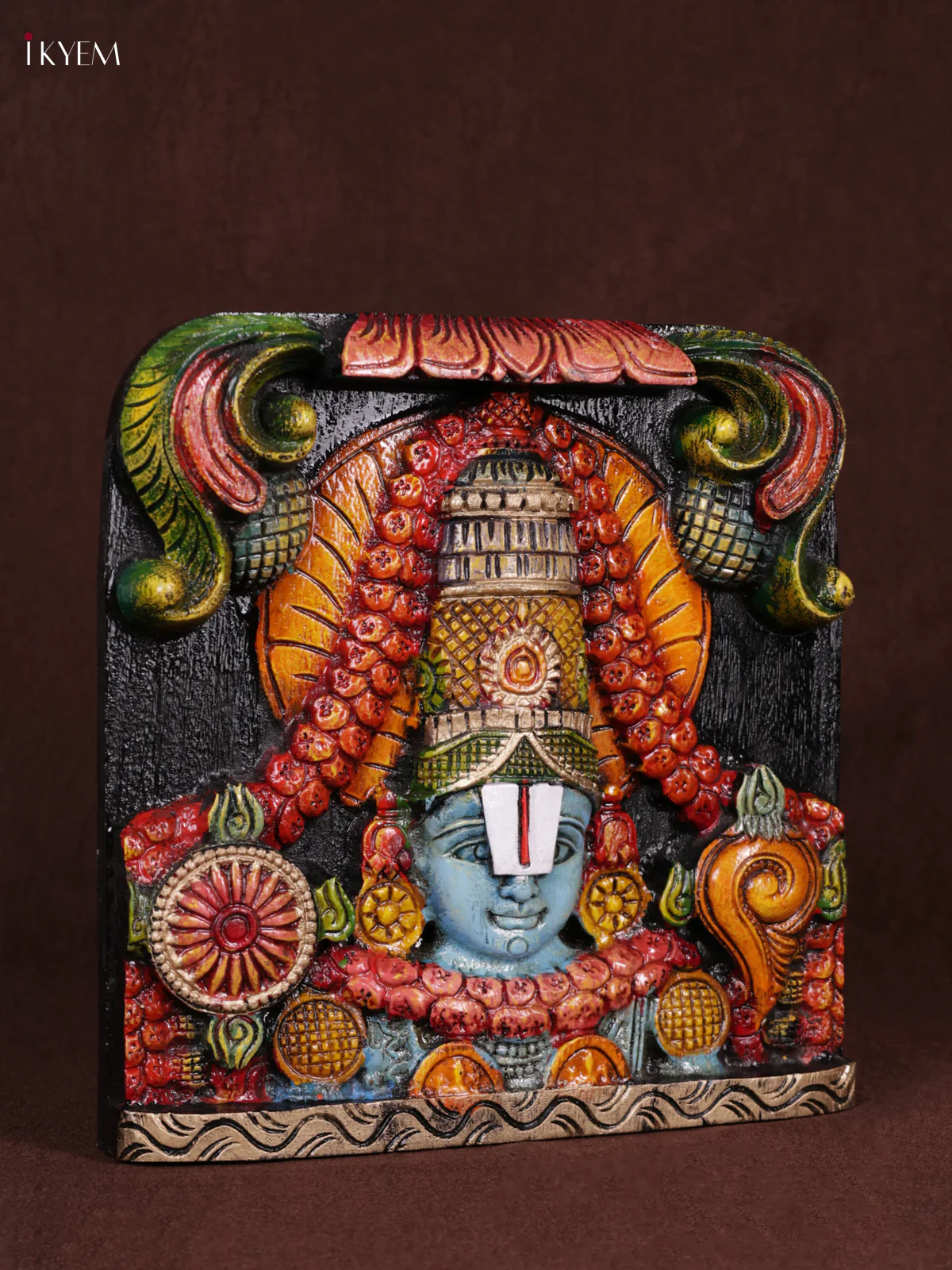 Wooden Hand Carved Painted - Balaji Panel - (12x12) - KEB0972 - Image 3