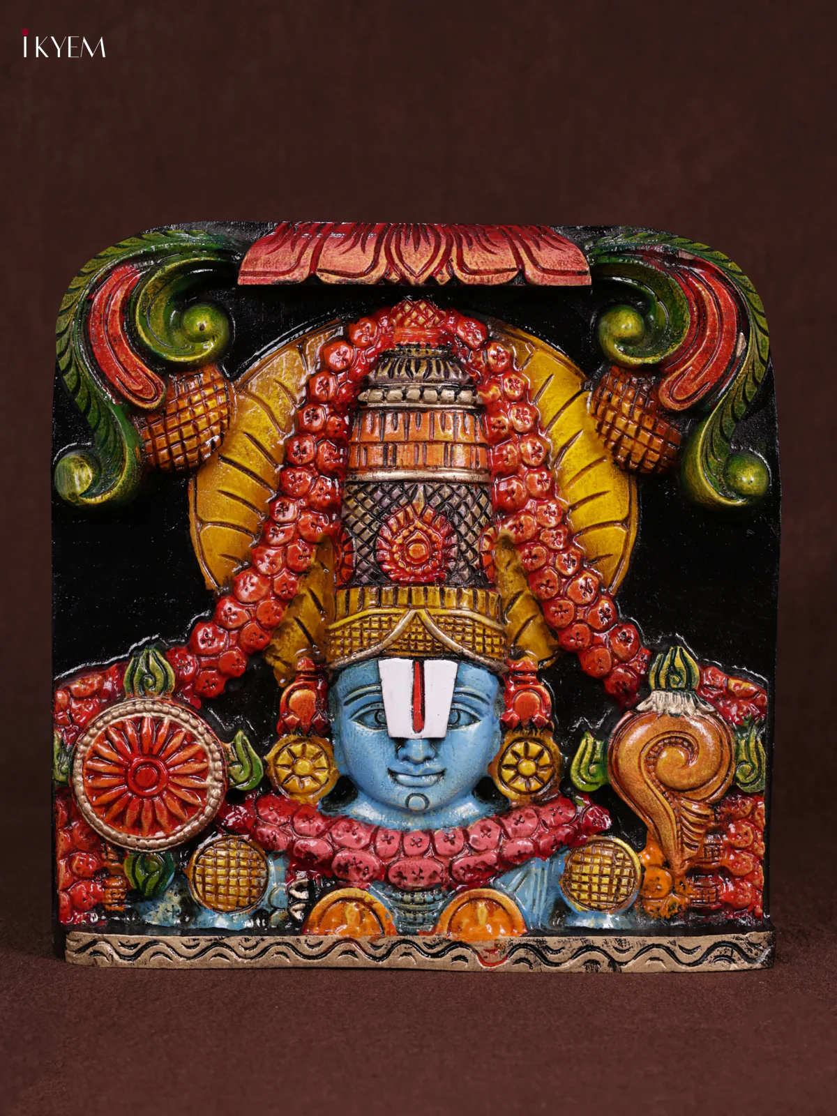 Wooden Hand Carved Painted - Balaji Panel - (12x12) - KEB0973