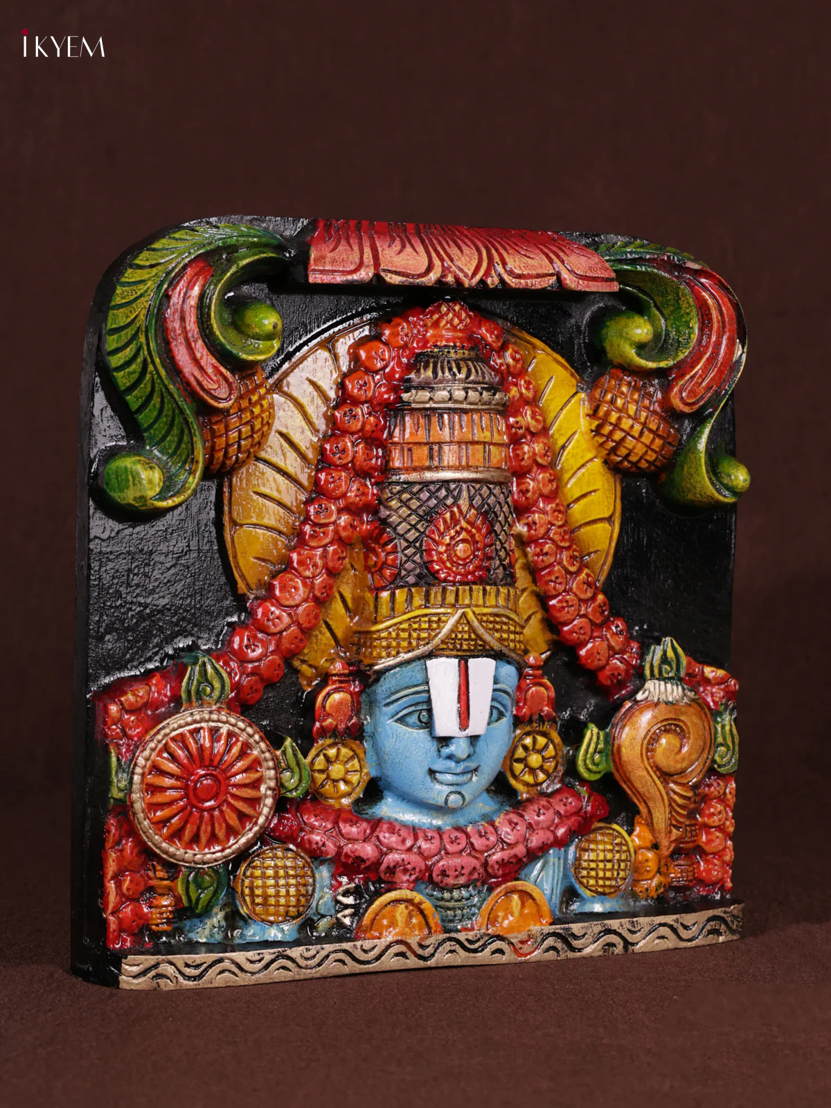 Wooden Hand Carved Painted - Balaji Panel - (12x12) - KEB0973 - Image 3