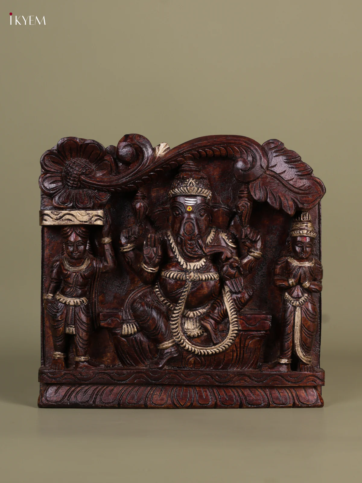 Wooden -Ganesha Panel - (12x12) - KEB0996