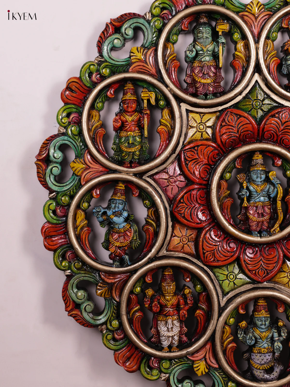Wooden Hand Carved Painted - Dasavatharam - (36x36) - KEB1006 - Image 2