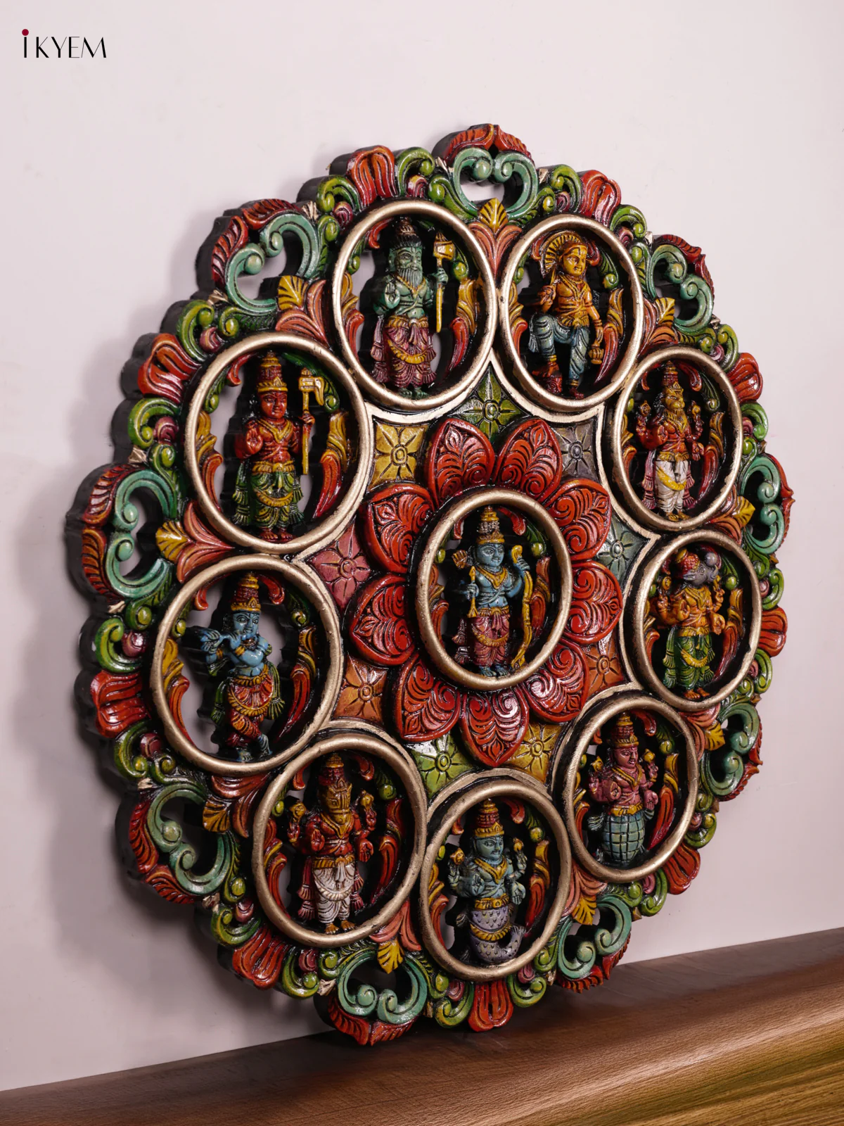 Wooden Hand Carved Painted - Dasavatharam - (36x36) - KEB1006 - Image 7