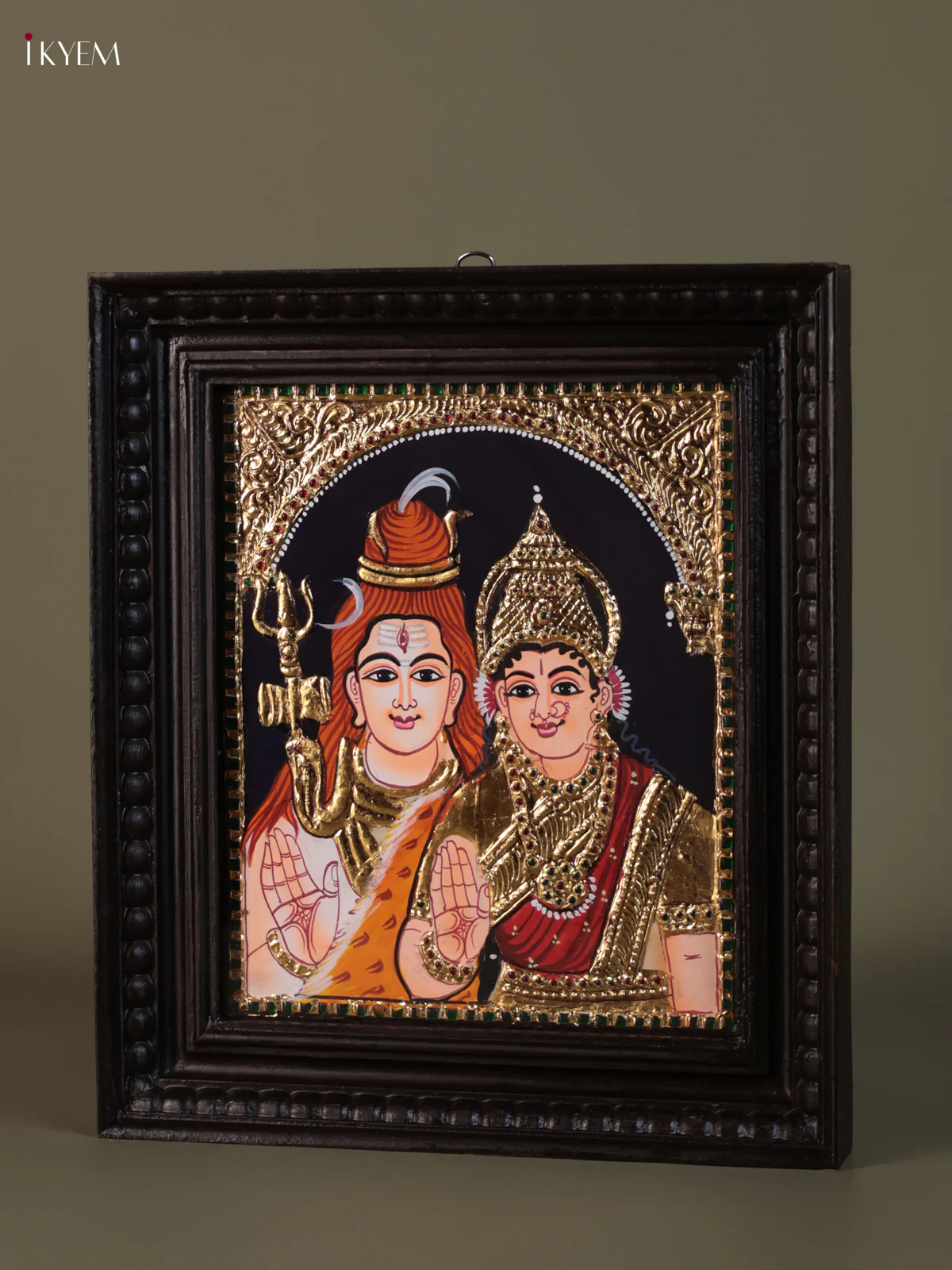 Sivan Parvathi Tanjore painting (15*13) - KEB1253 - Image 2