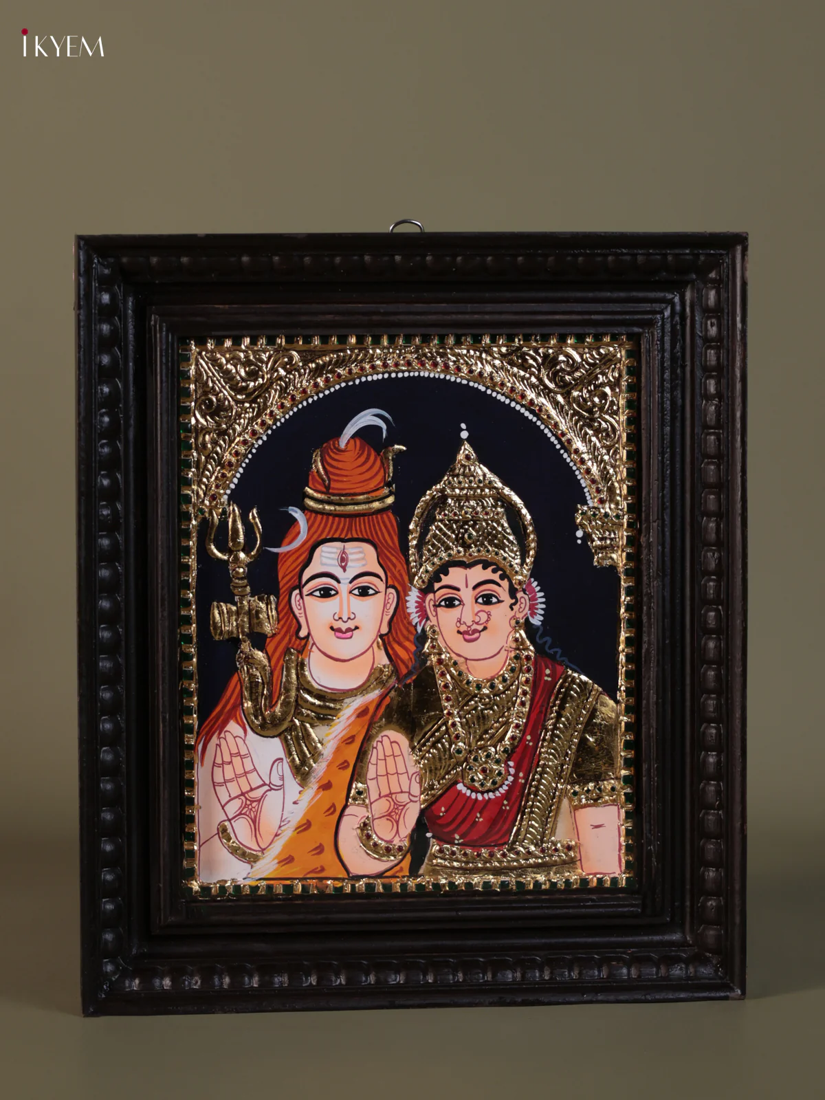 Sivan Parvathi Tanjore painting (15*13) - KEB1253 - Image 3