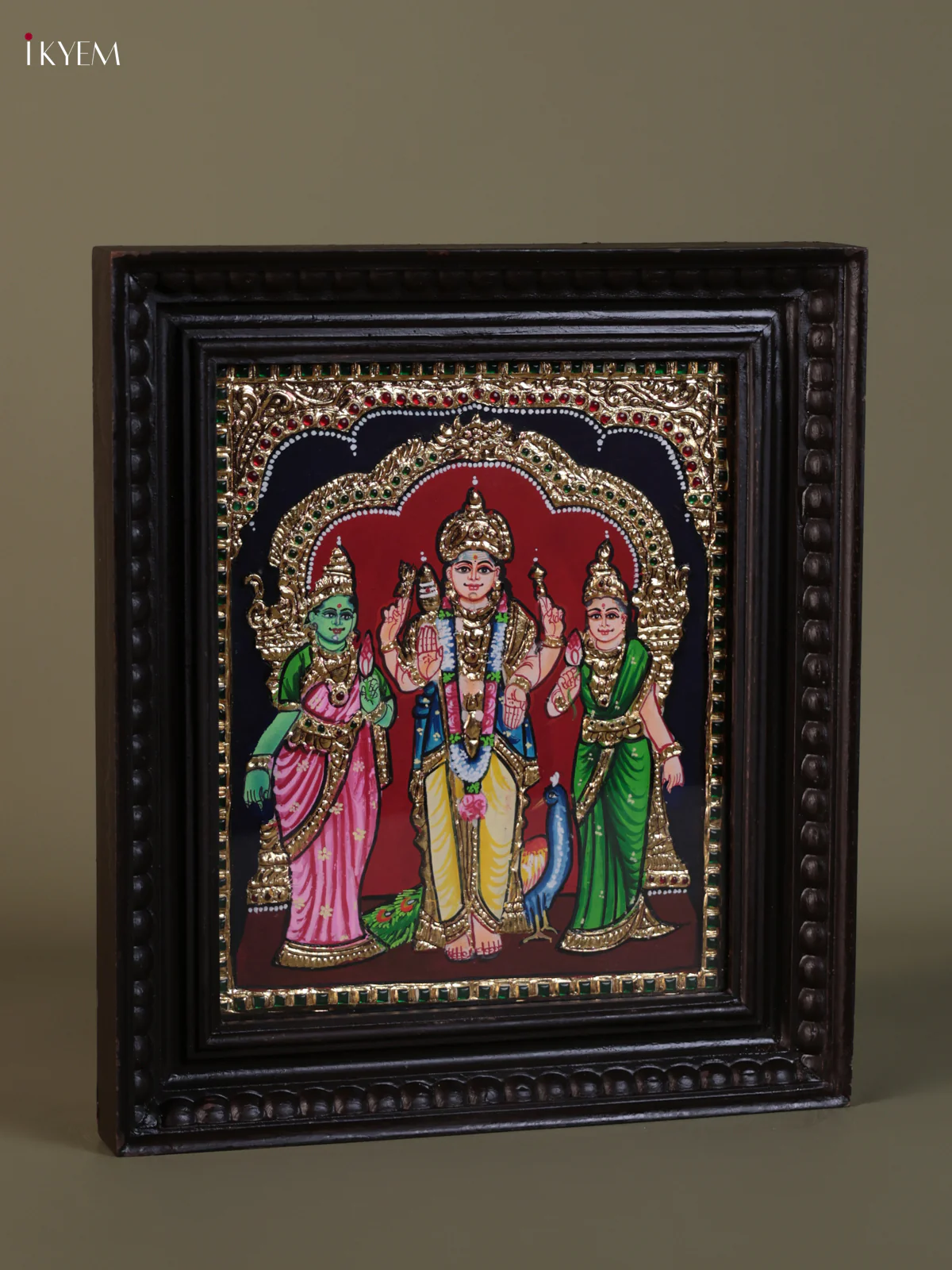 Murugar Valli Deivanai Tanjore painting (15*13) - KEB1257 - Image 2