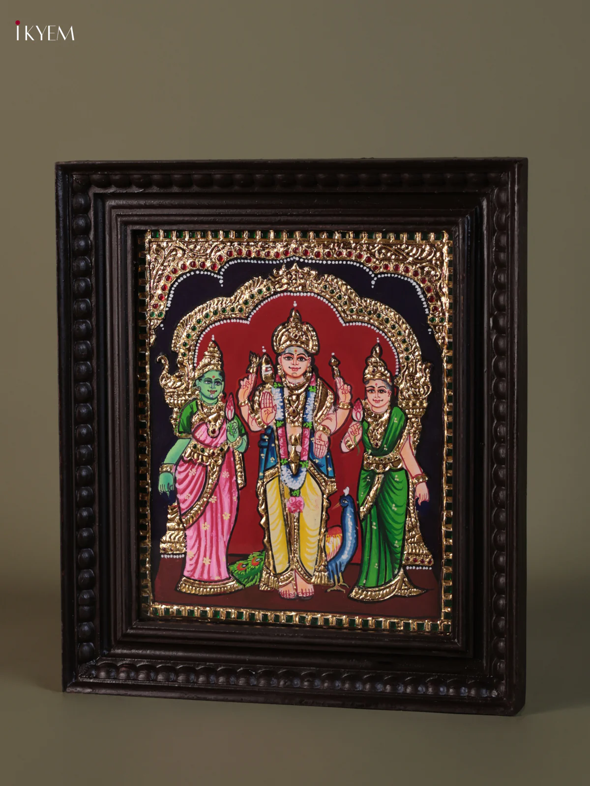 Murugar Valli Deivanai Tanjore painting (15*13) - KEB1257 - Image 3