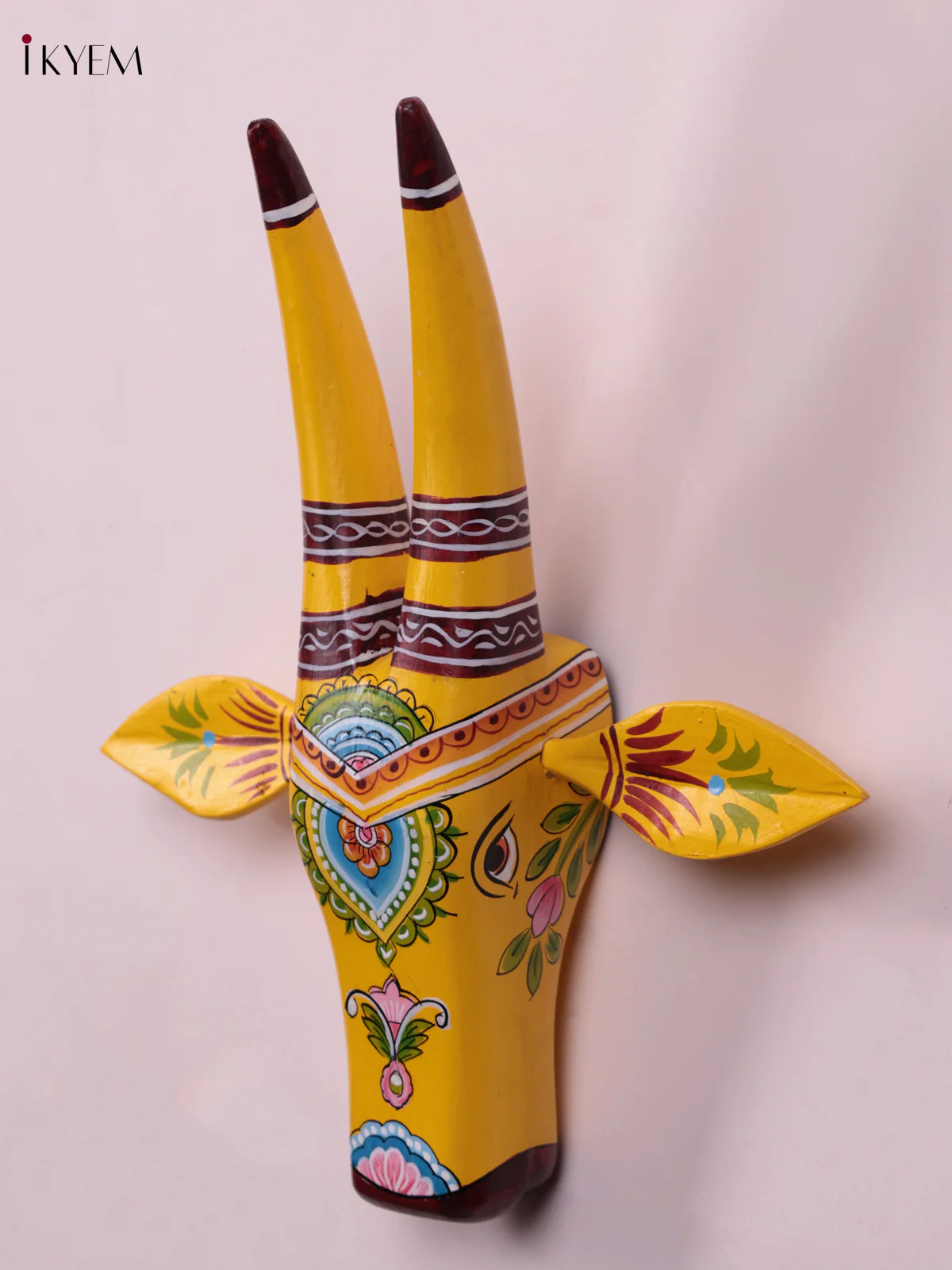 Hand Painted Cow Head - Yellow - KEB1416