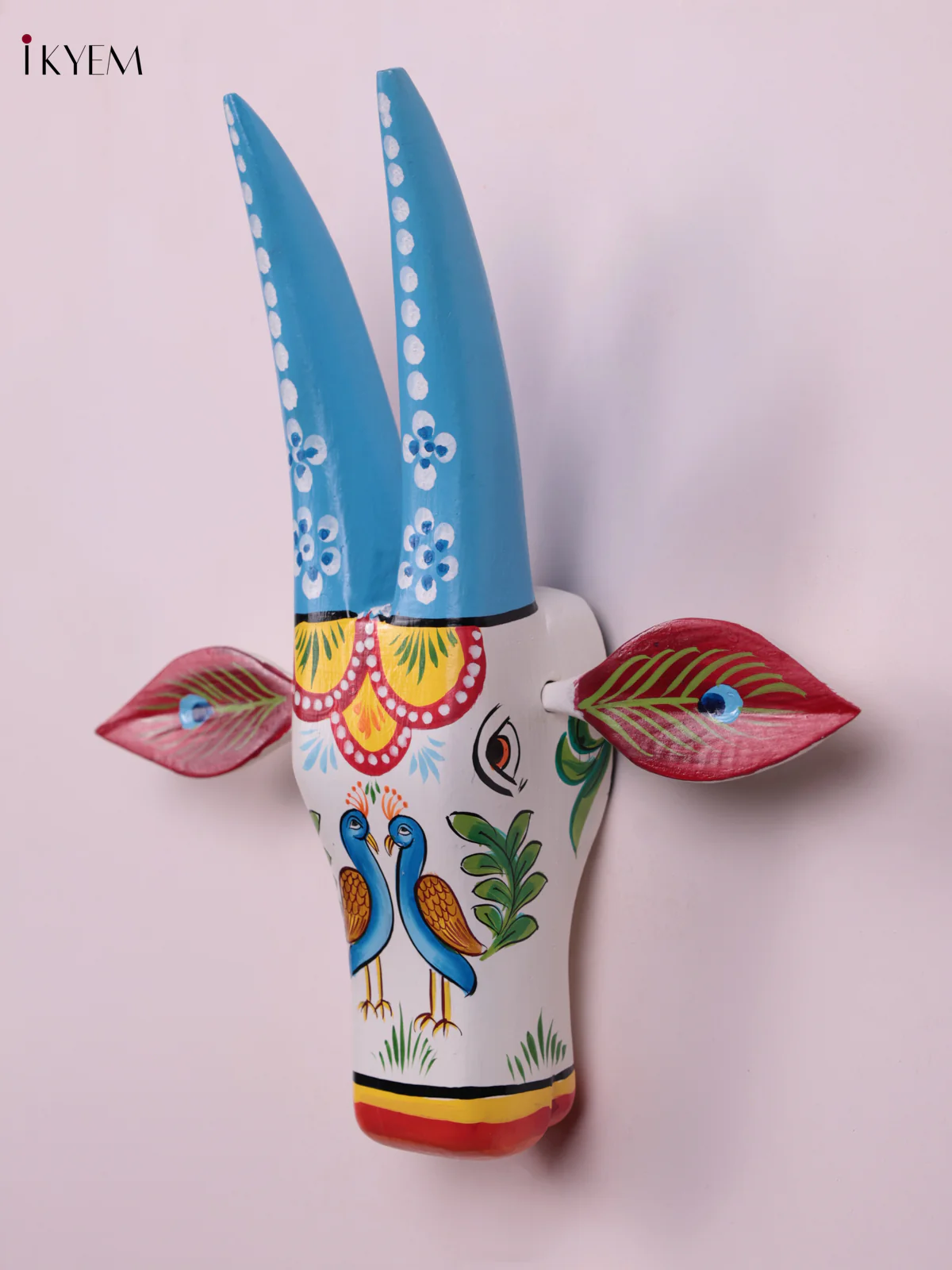 Hand Painted Cow Head - White & Peacock - KEB1422 - Image 3